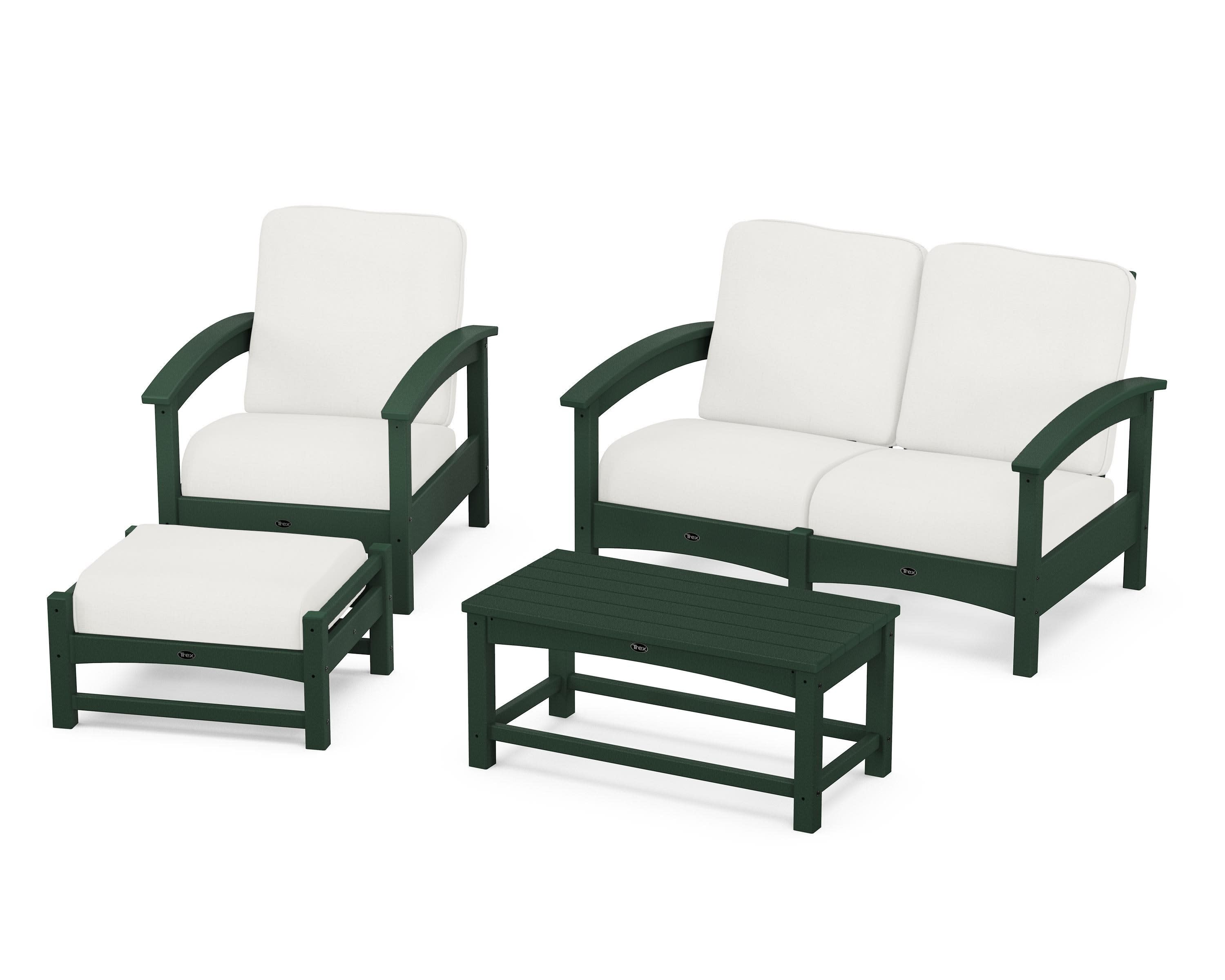 Rockport 4-Piece Deep Seating Conversation Group in Rainforest Canopy / Natural Linen