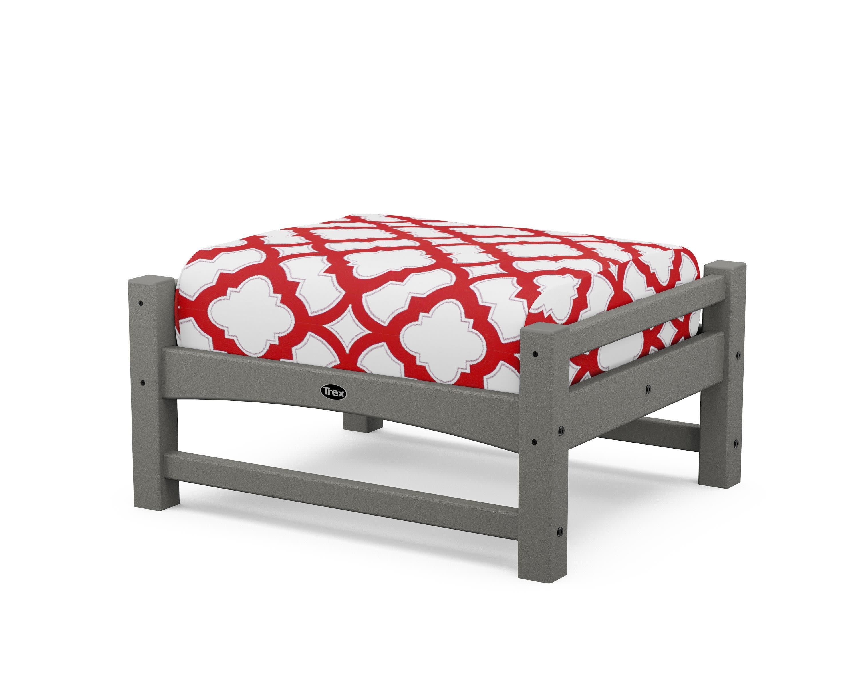 Rockport Club Ottoman in Stepping Stone / Trellis Crimson
