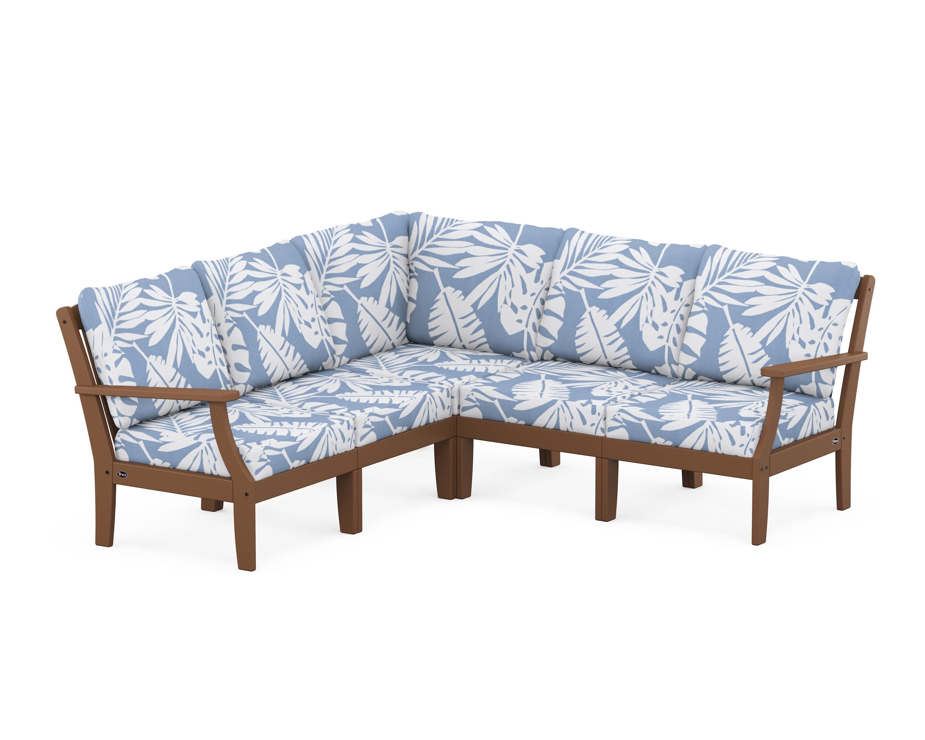 Yacht Club Modular 5-Piece Deep Seating Set in Tree House / Leaf Sky Blue