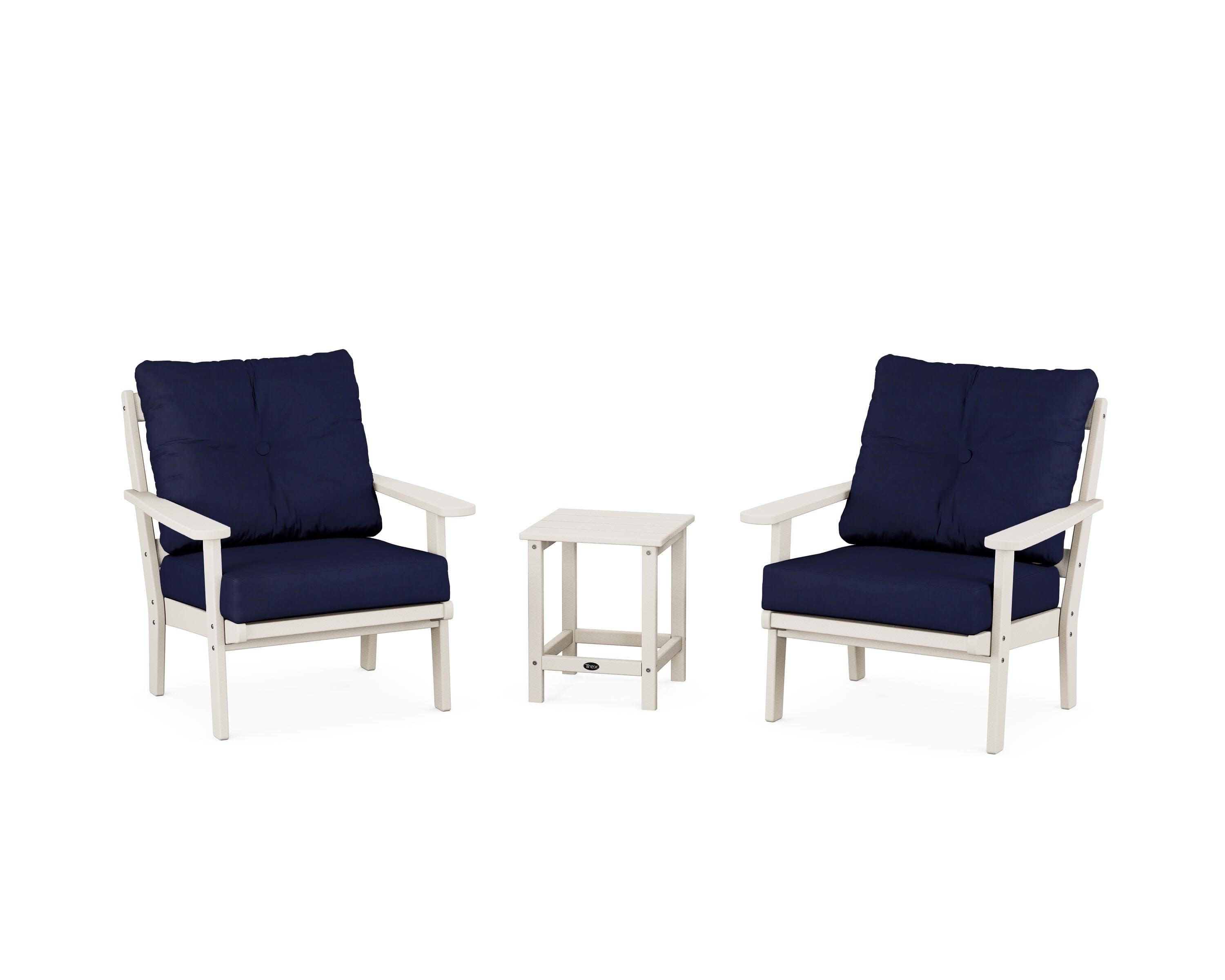Cape Cod 3-Piece Deep Seating Set in Sand Castle / Navy
