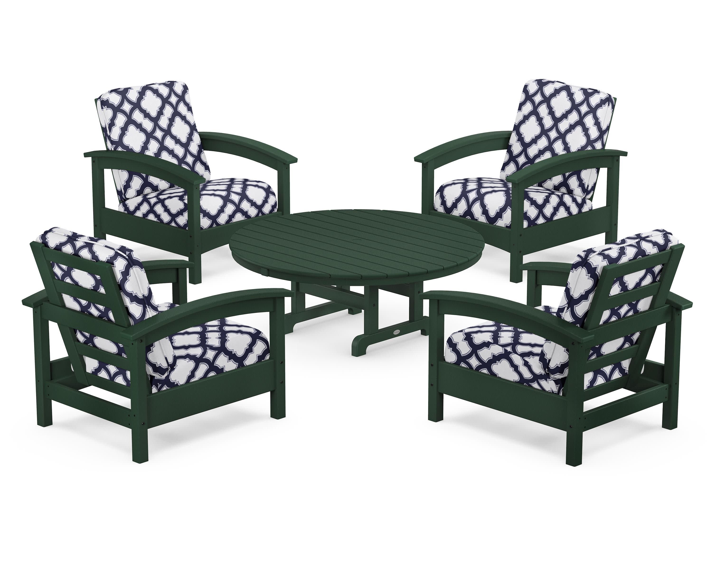 Rockport 5-Piece Deep Seating Set in Rainforest Canopy / Trellis Navy