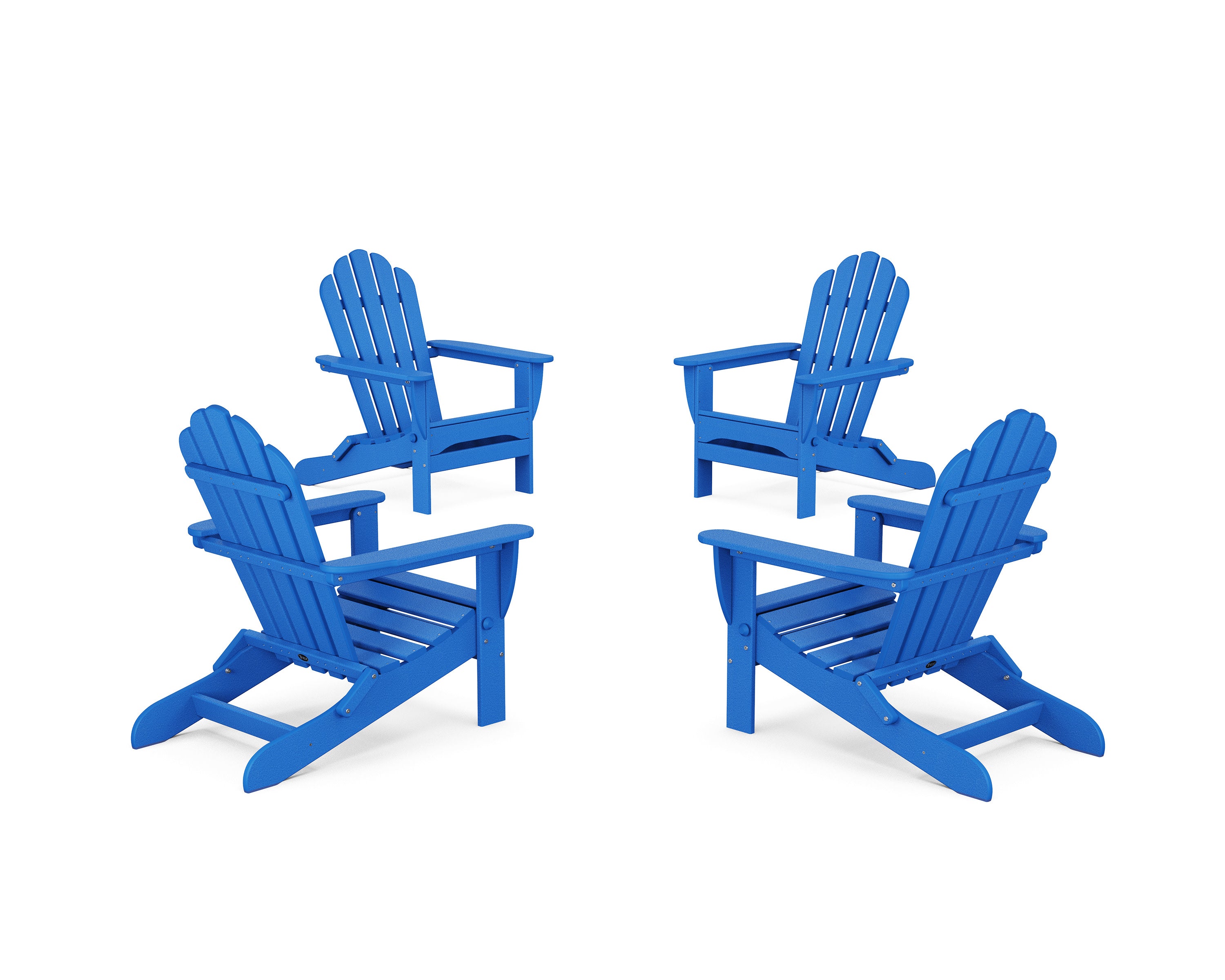 4-Piece Monterey Bay Folding Adirondack Chair Conversation Set in Pacific Blue