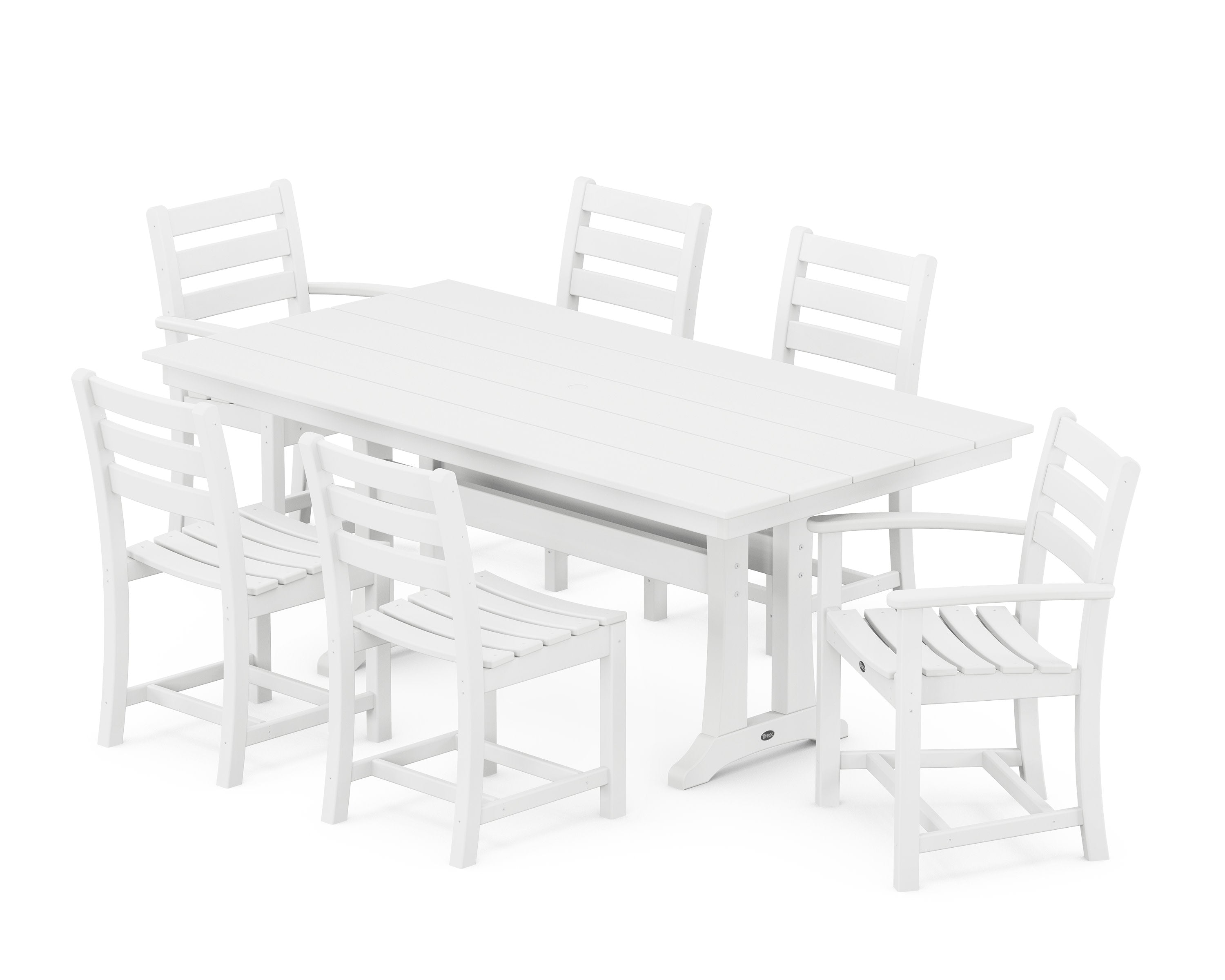 Monterey Bay 7-Piece Farmhouse Trestle Dining Set in Classic White