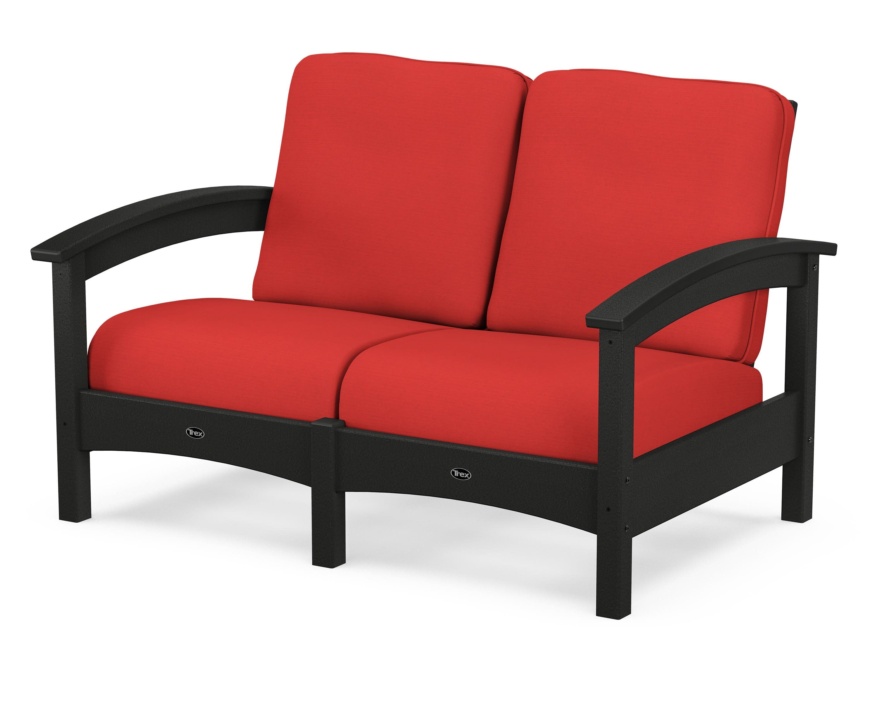 Rockport Club Loveseat in Charcoal Black / Crimson Linen