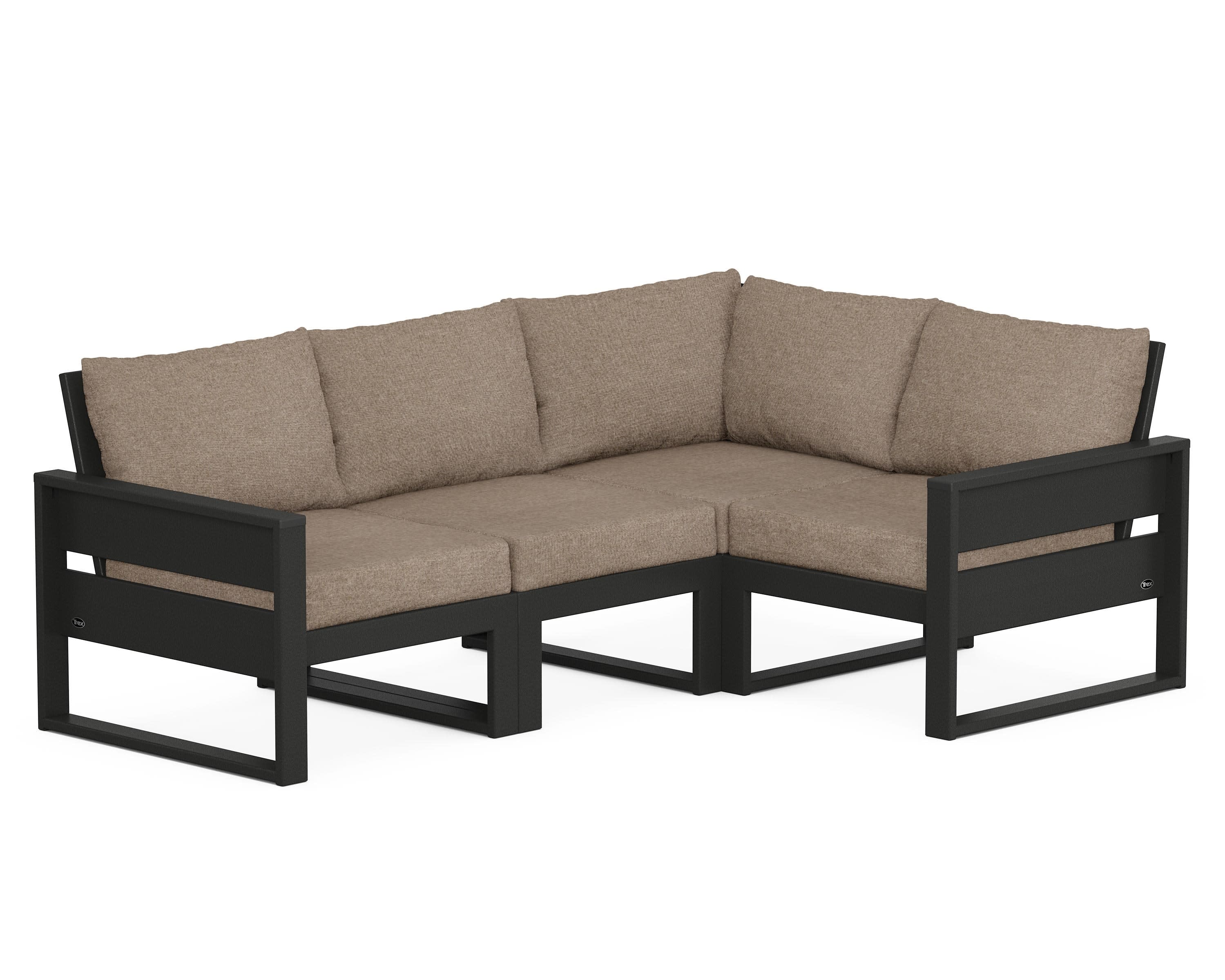 Eastport 4- Piece Sectional in Charcoal Black / Spiced Burlap