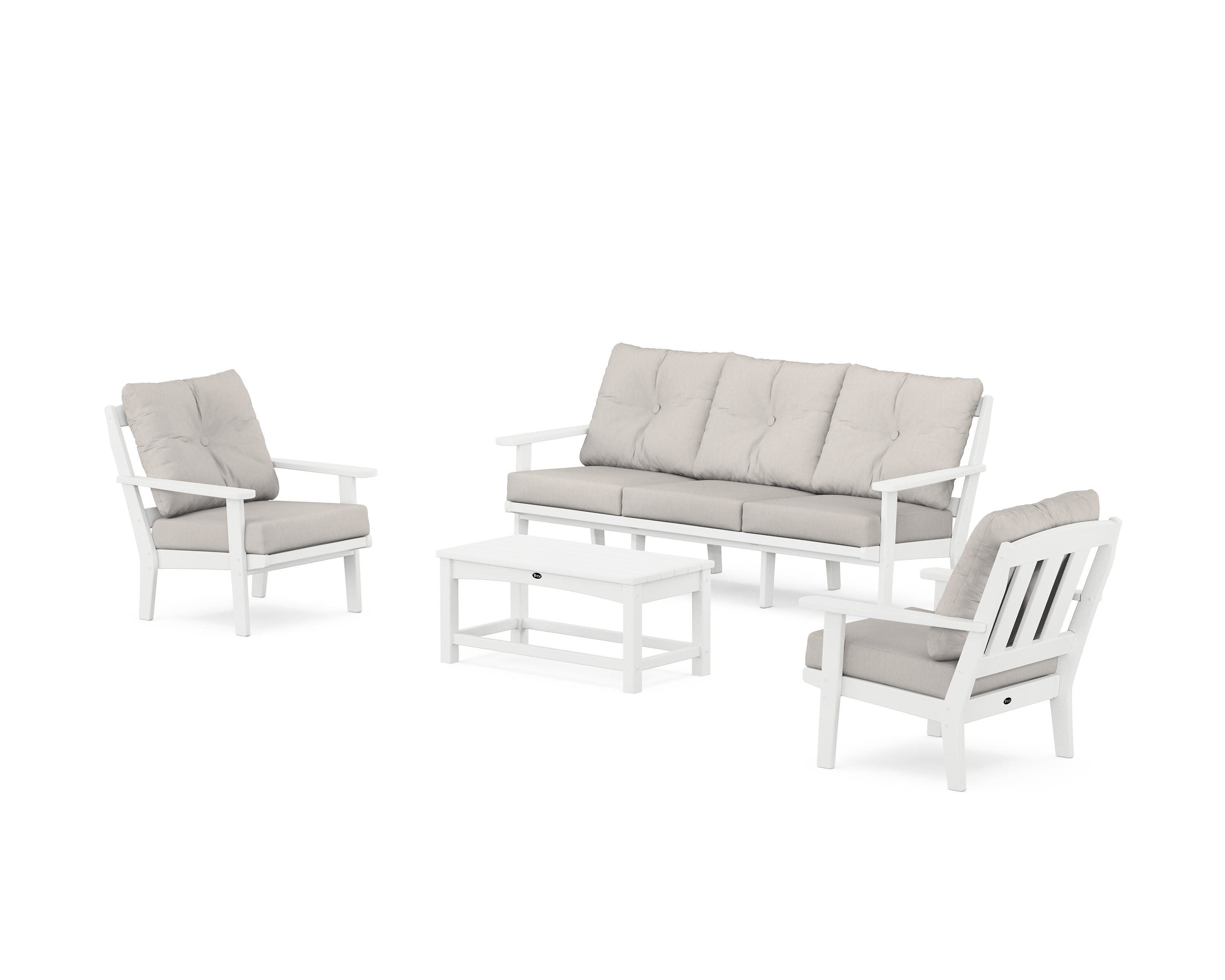 Cape Cod 4-Piece Deep Seating Set with Sofa in Classic White / Cast Ash