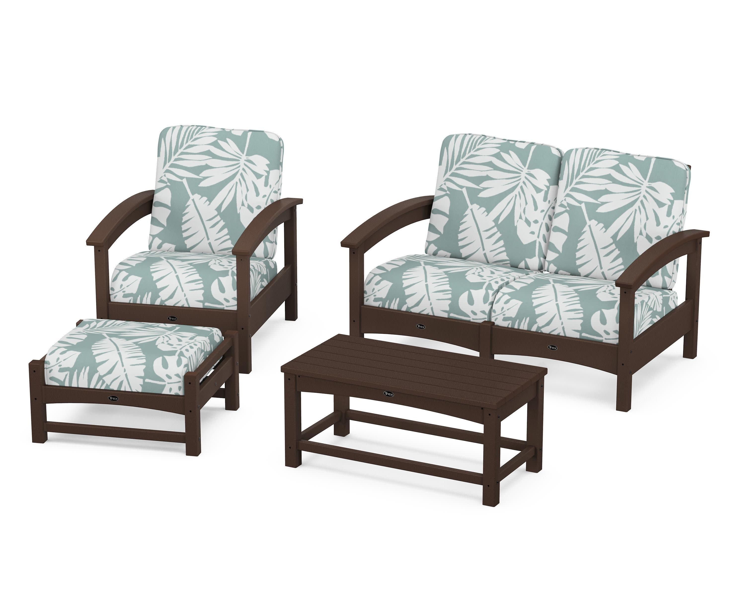 Rockport 4-Piece Deep Seating Conversation Group in Vintage Lantern / Leaf Glacier Spa
