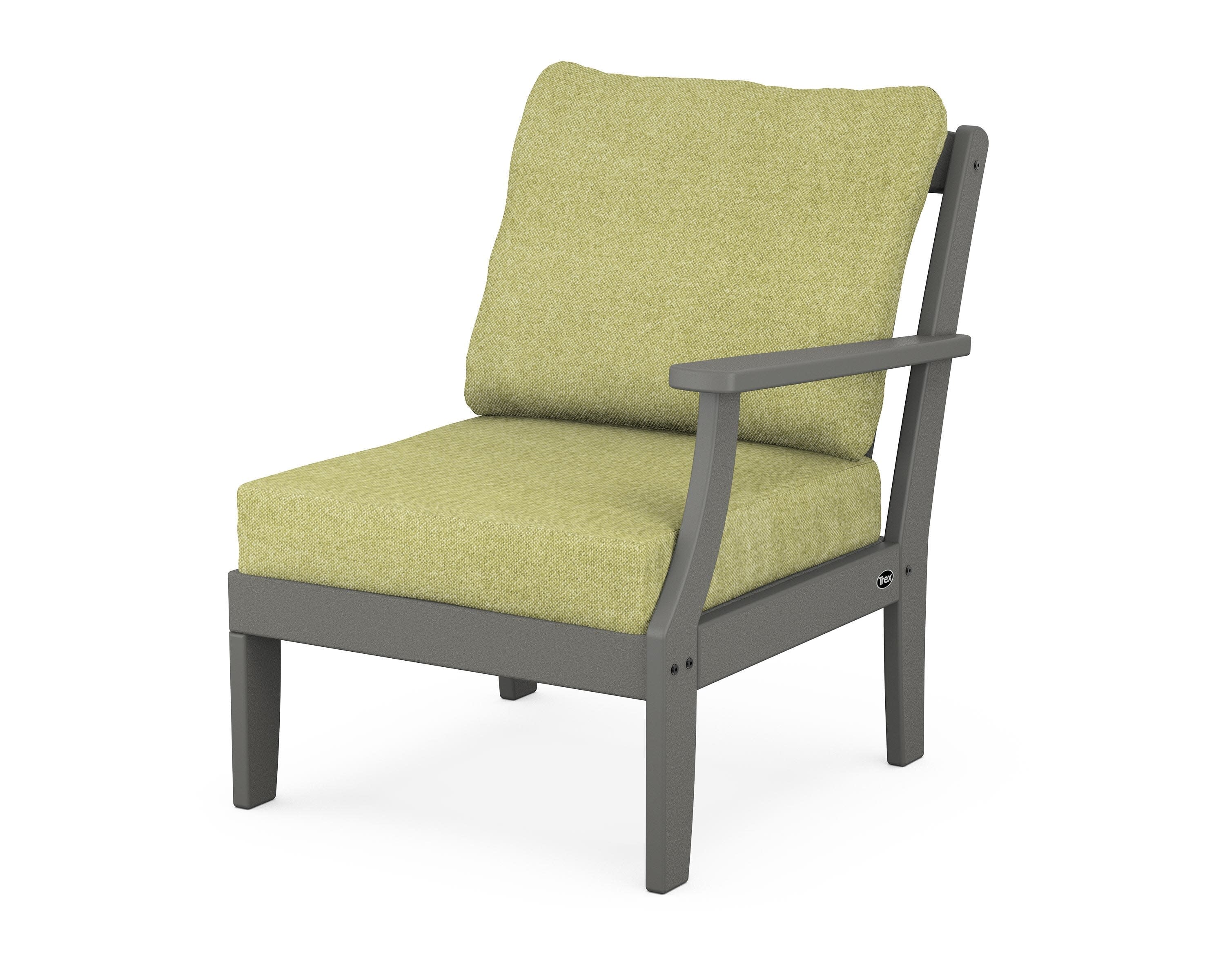 Yacht Club Modular Right Arm Chair in Stepping Stone / Chartreuse Boucle
