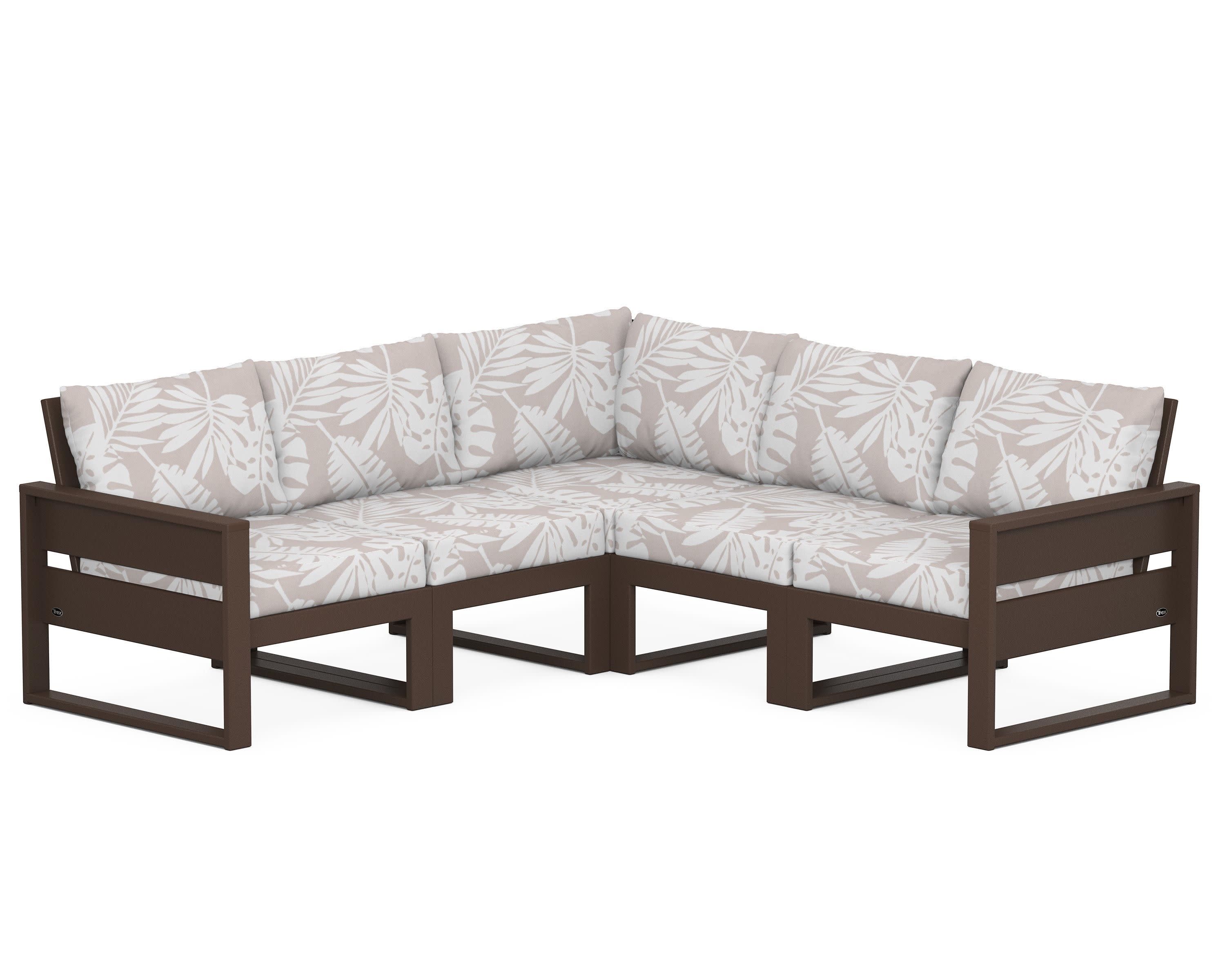 Eastport 5-Piece Sectional in Vintage Lantern / Leaf Dune Burlap