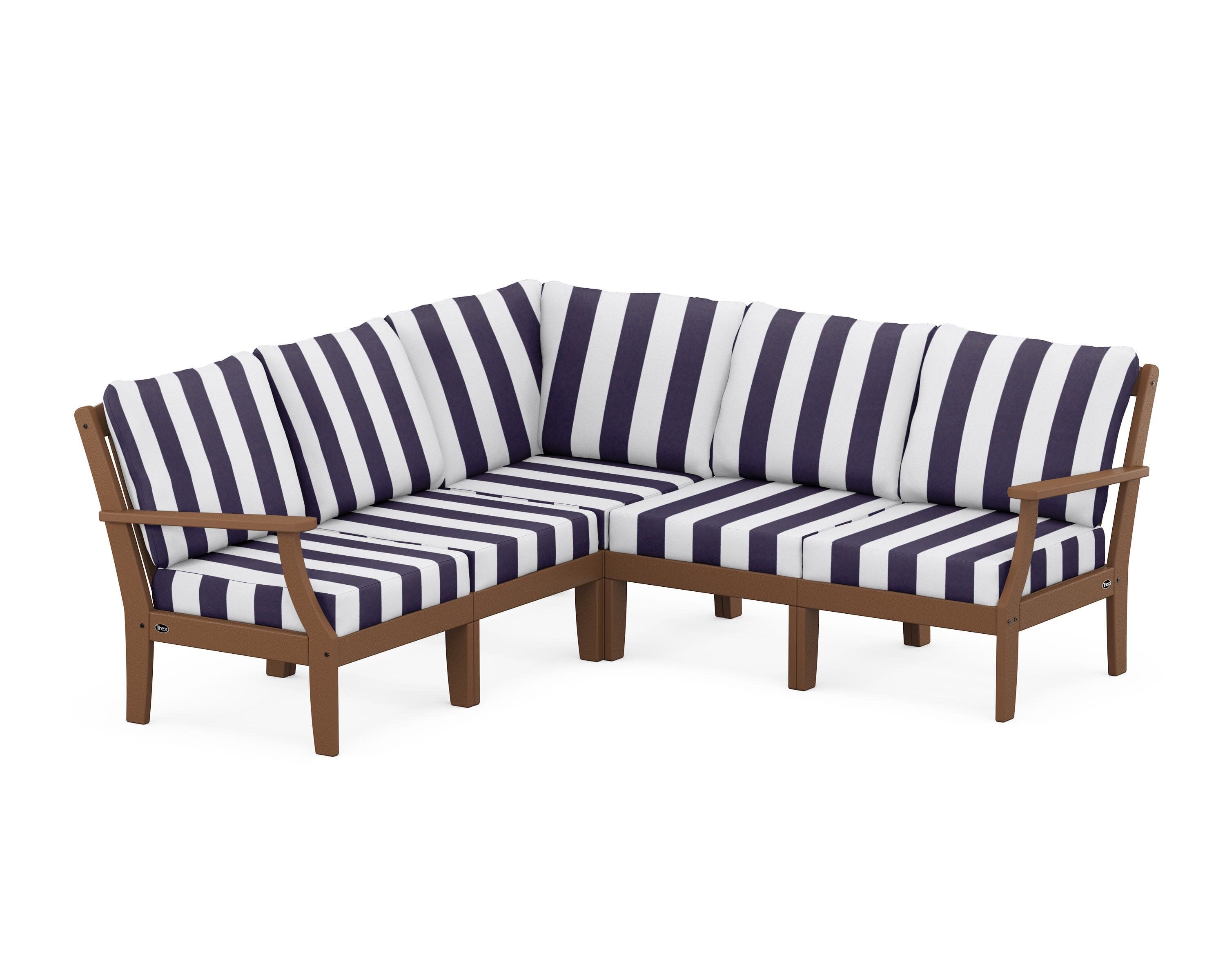 Yacht Club Modular 5-Piece Deep Seating Set in Tree House / Cabana Stripe Navy