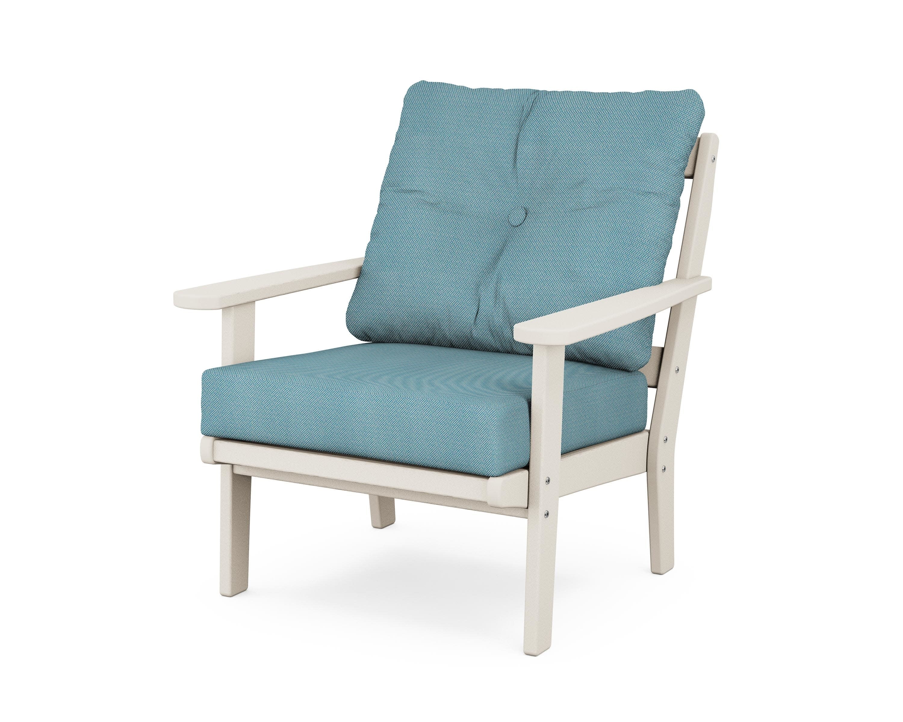 Cape Cod Deep Seating Chair in Sand Castle / Lattice Sky Blue