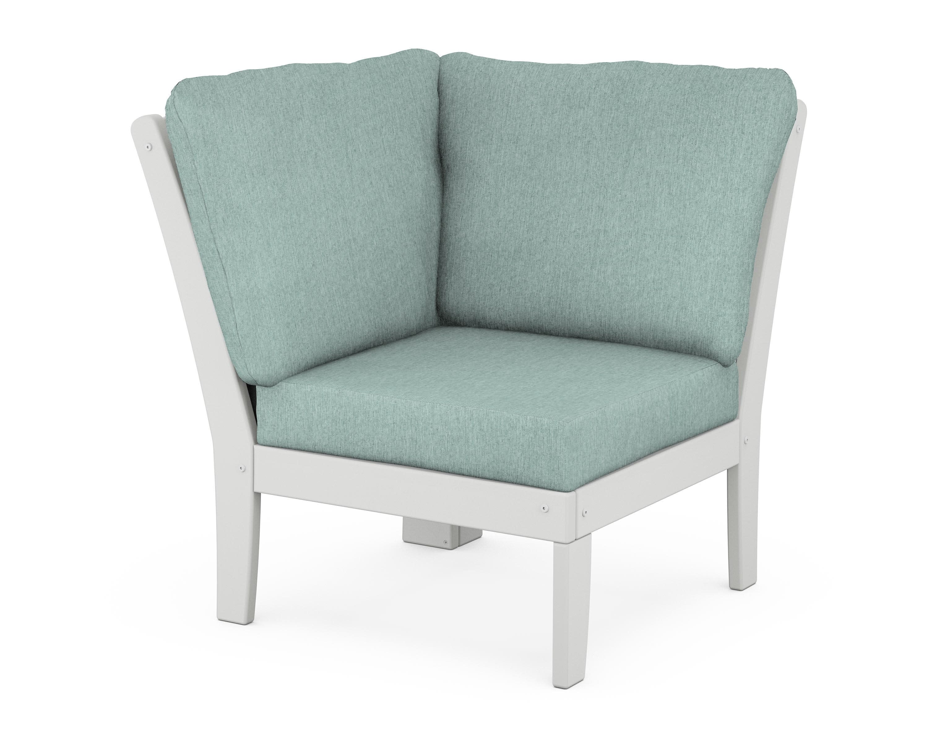 Yacht Club Modular Corner Chair in Classic White / Glacier Spa