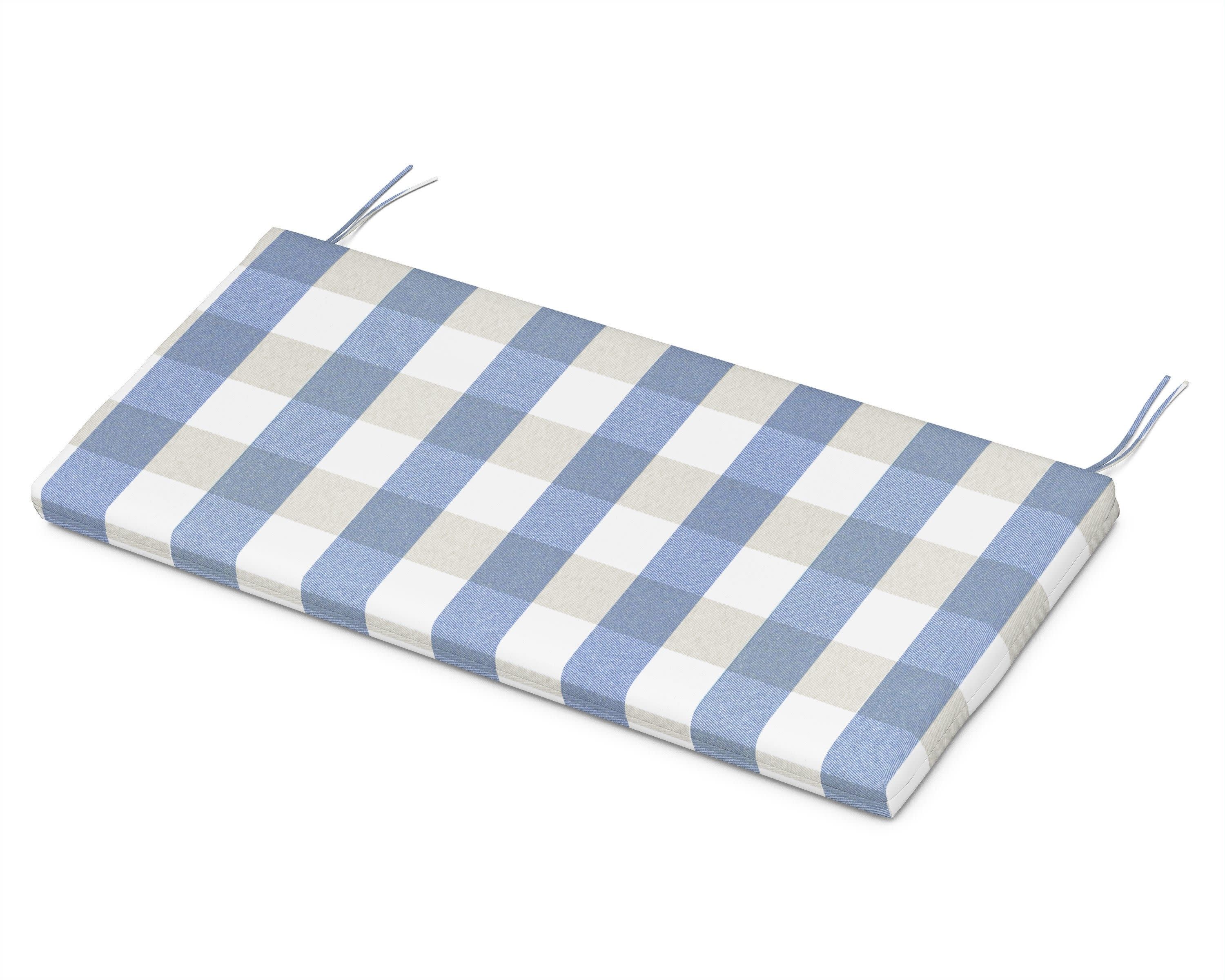 Bench Seat Cushion - 18.5"D x 43.5"W x 2.5"H in Buffalo Plaid Sky Blue