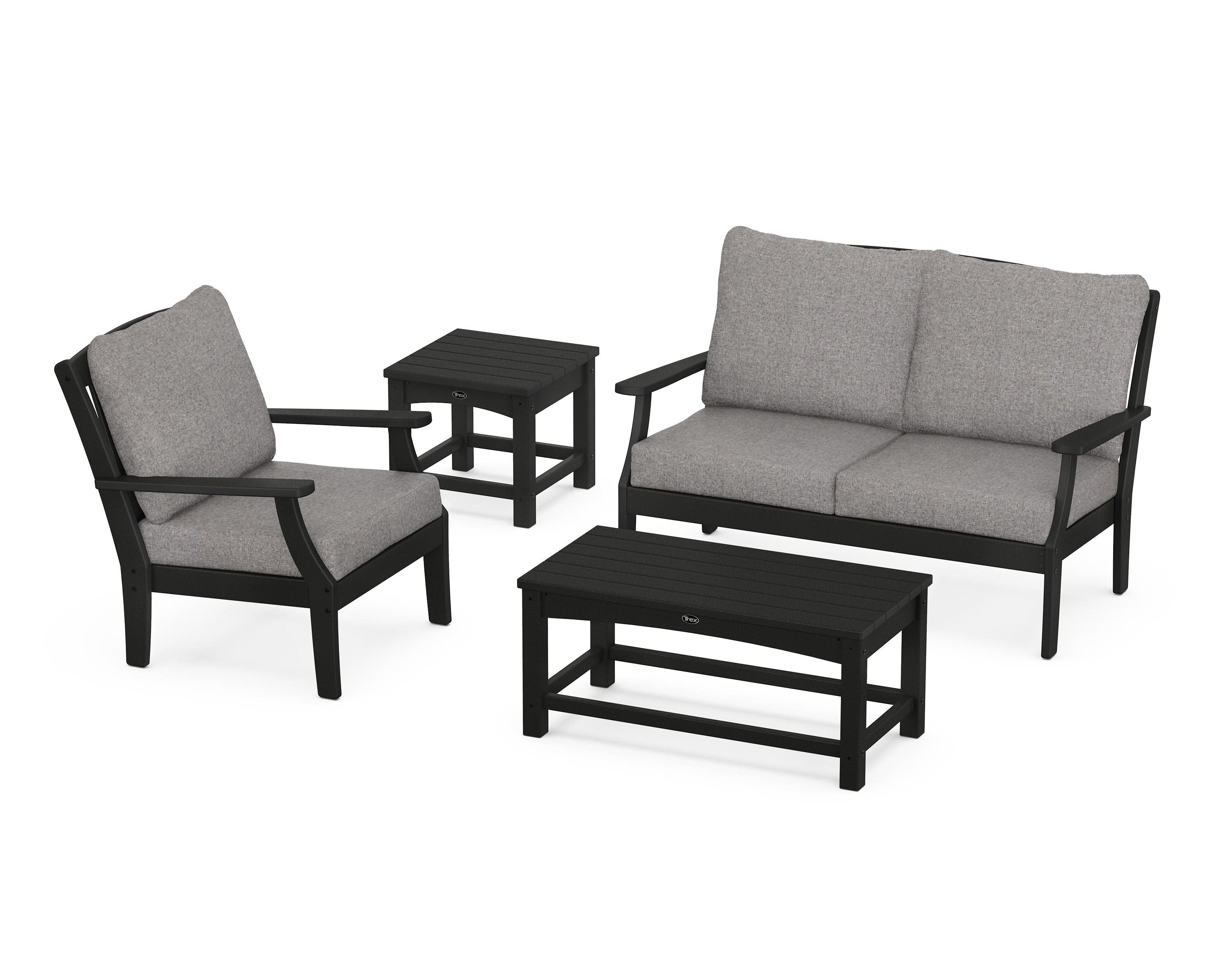 Yacht Club 4-Piece Deep Seating Set in Charcoal Black / Grey Mist
