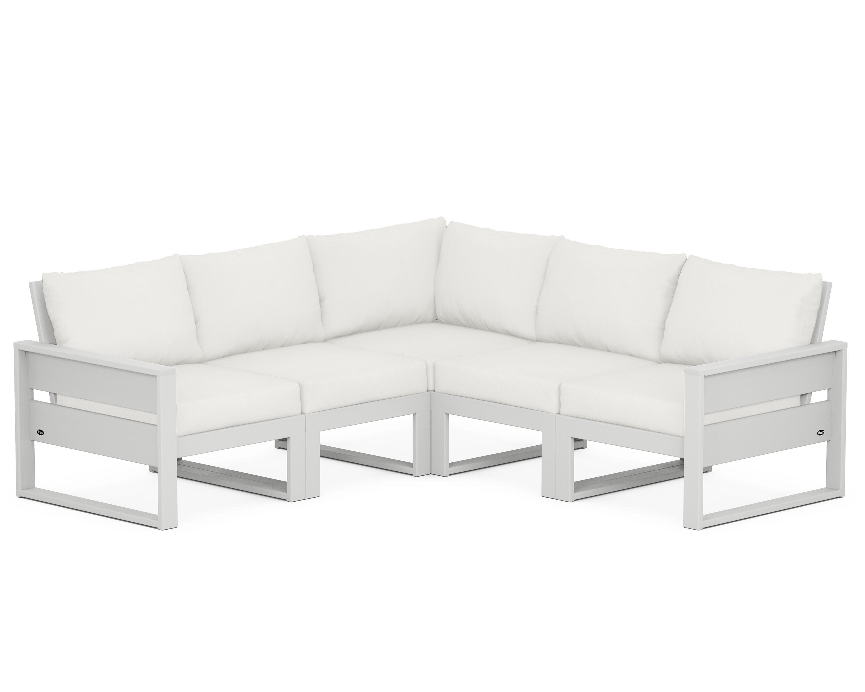 Eastport 5-Piece Sectional in Classic White / Natural Linen