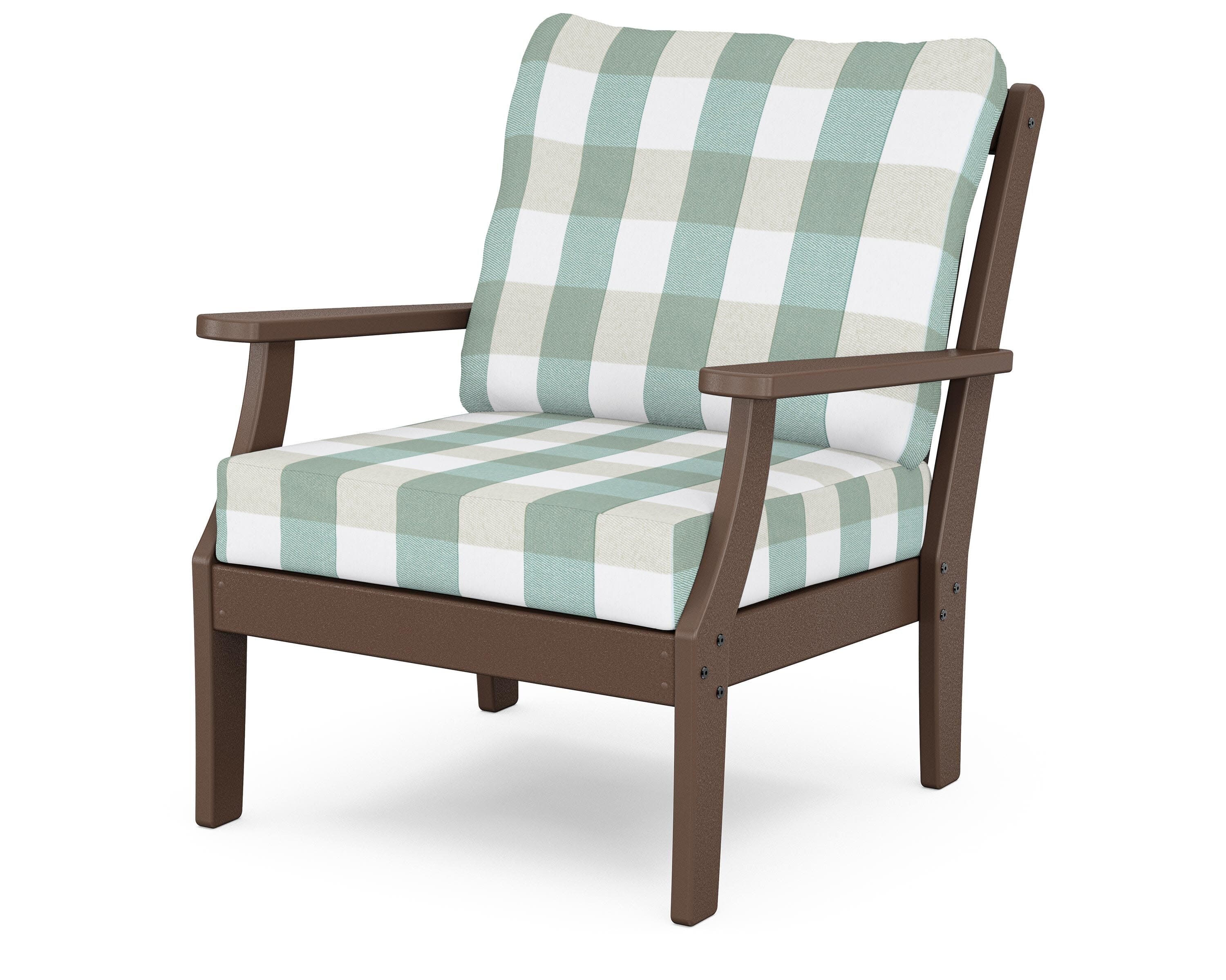Yacht Club Deep Seating Chair in Vintage Lantern / Buffalo Plaid Glacier Spa