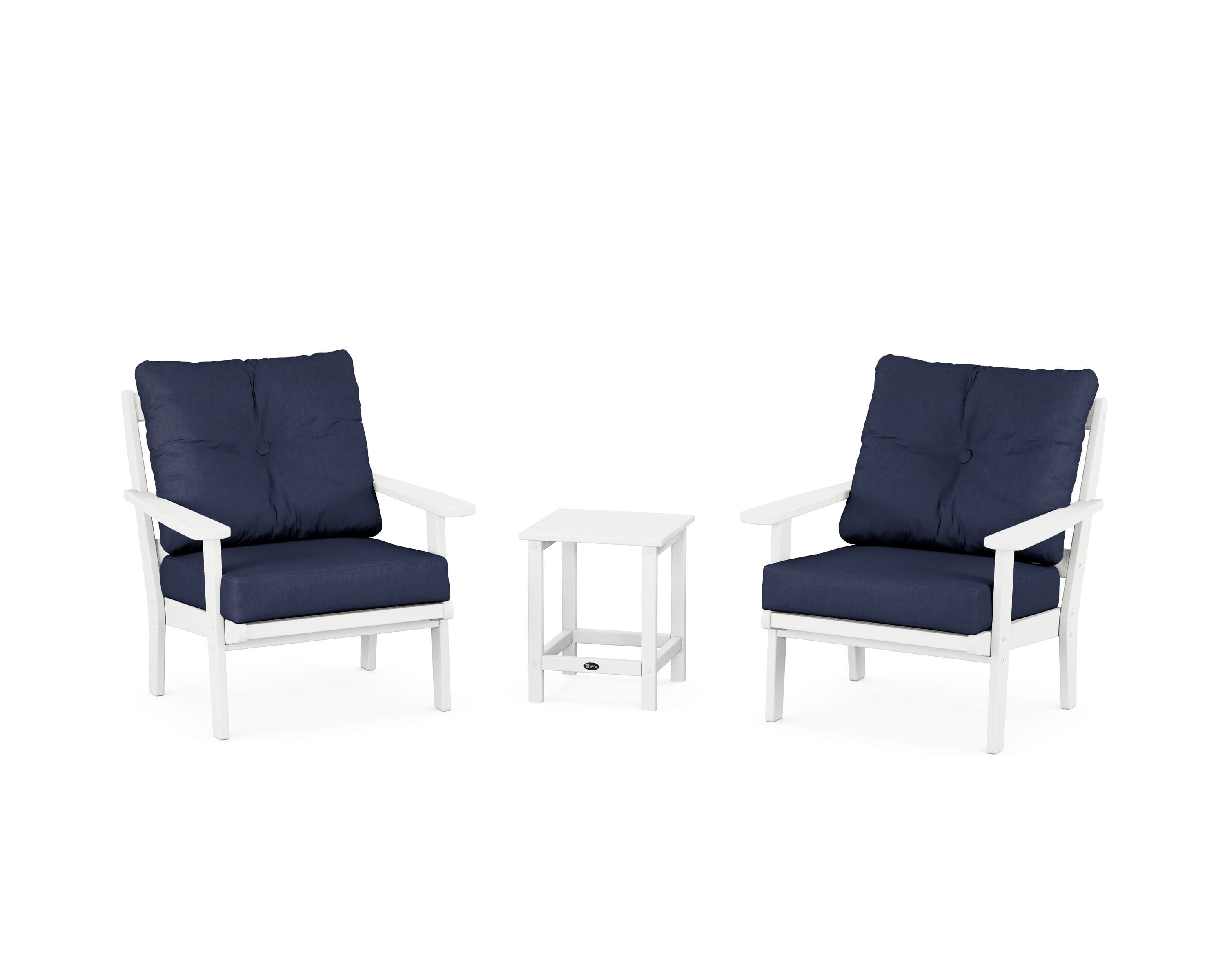 Cape Cod 3-Piece Deep Seating Set in Classic White / Spectrum Indigo