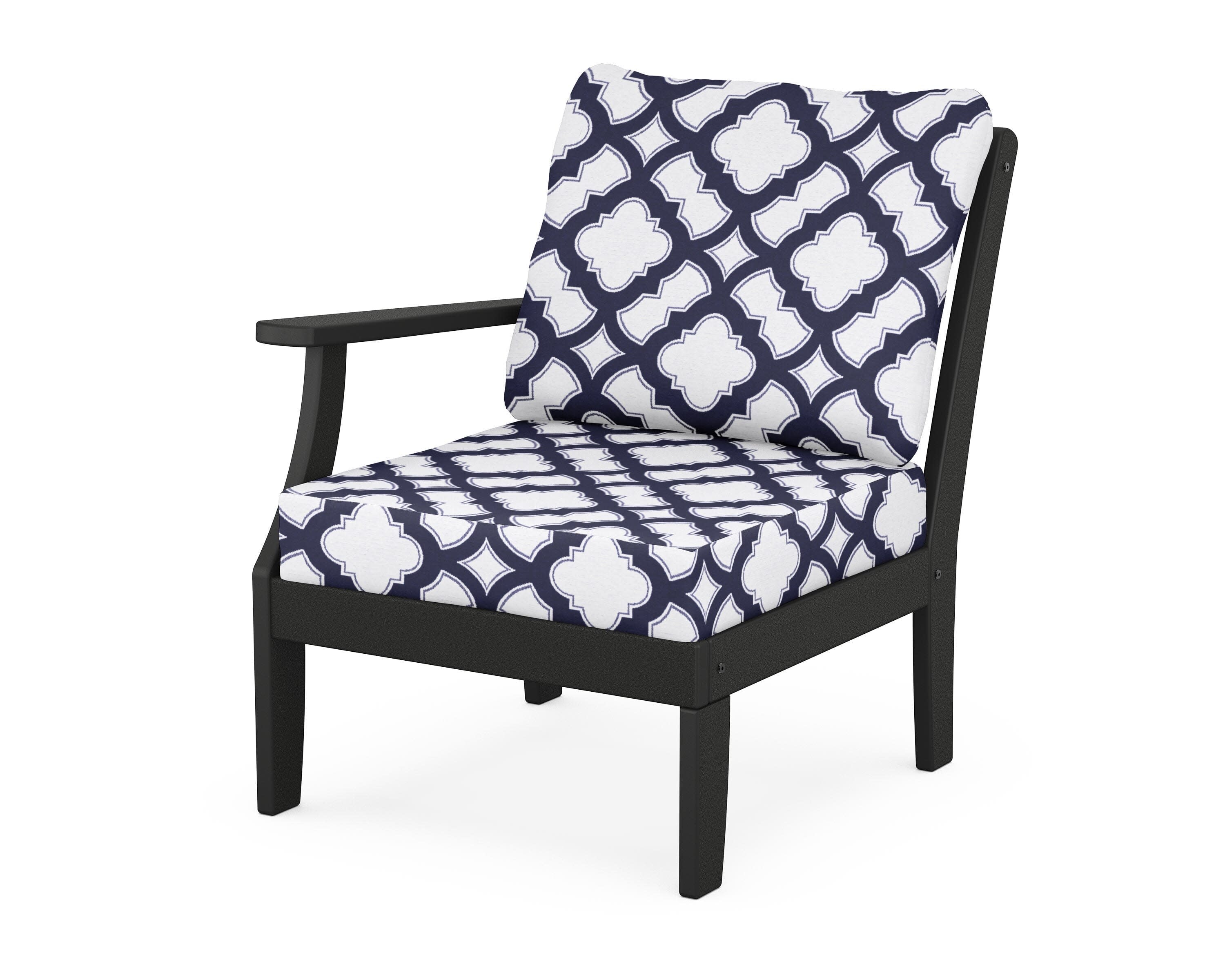 Yacht Club Modular Left Arm Chair in Charcoal Black / Trellis Navy