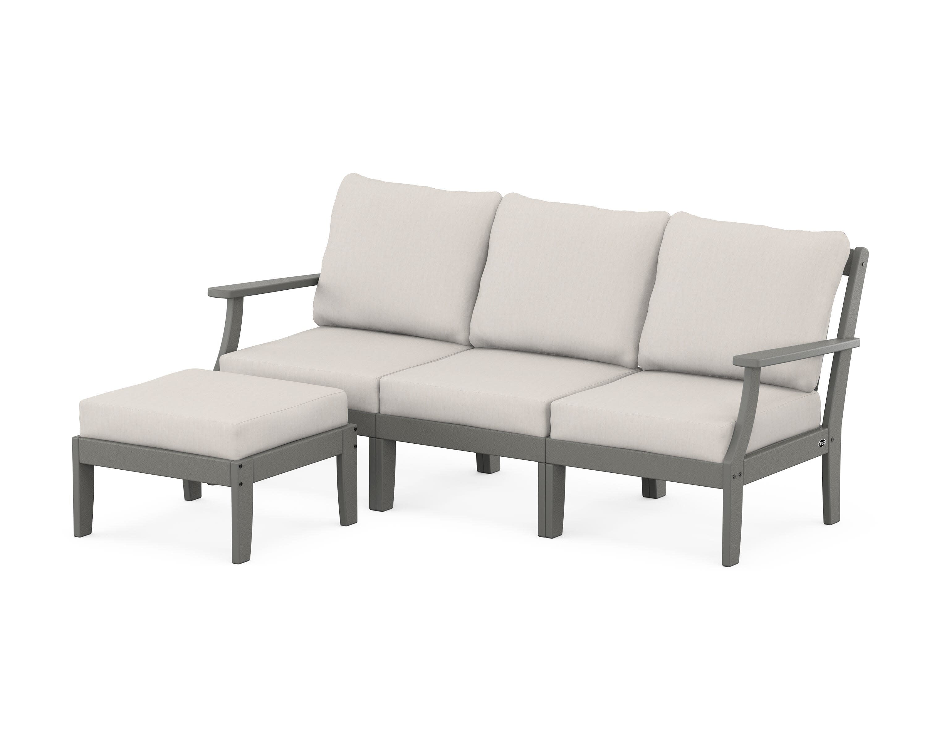 Yacht Club Modular 4-Piece Deep Seating Set with Ottoman in Stepping Stone / Cast Ash