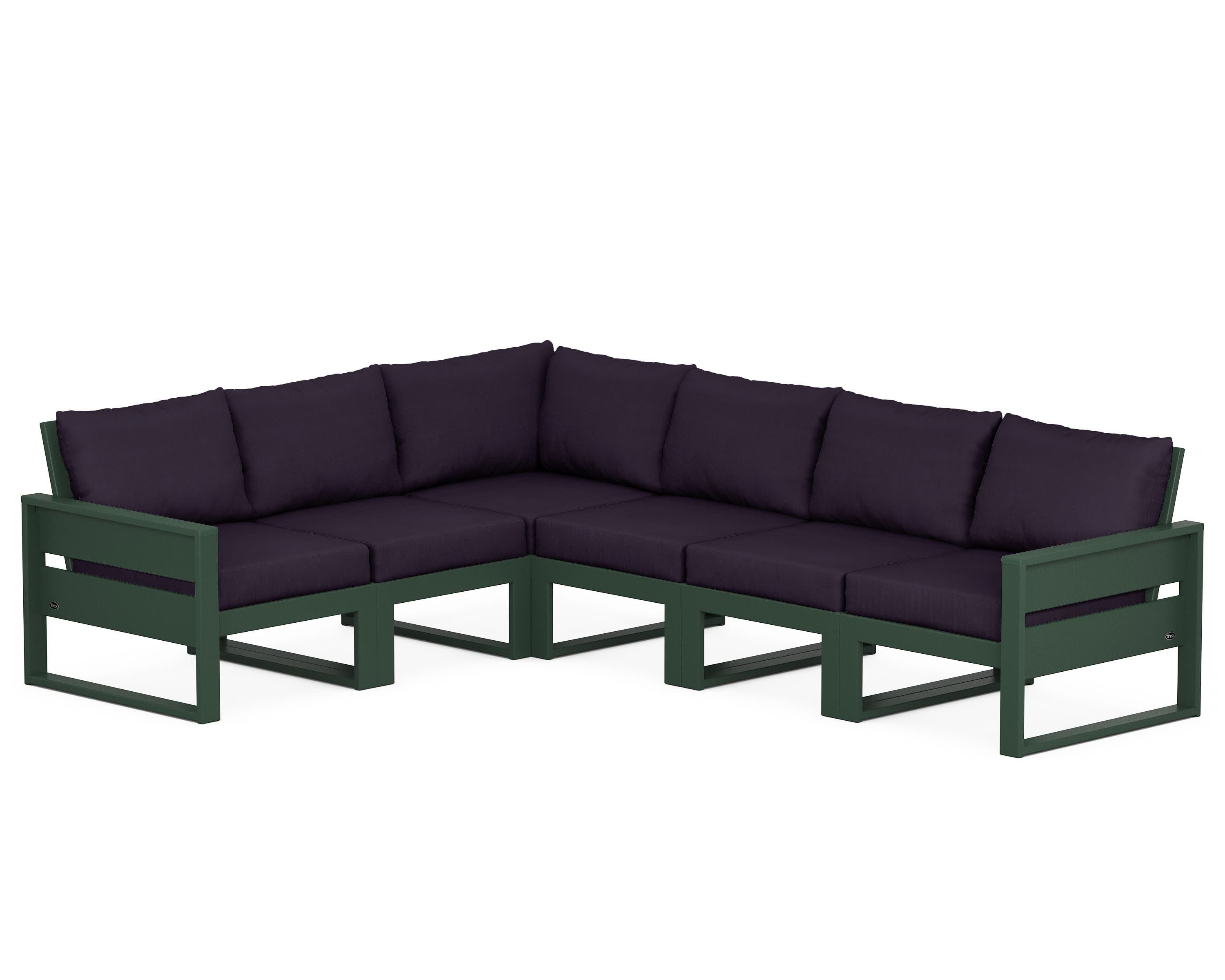 Eastport 6-Piece Sectional in Rainforest Canopy / Navy Linen