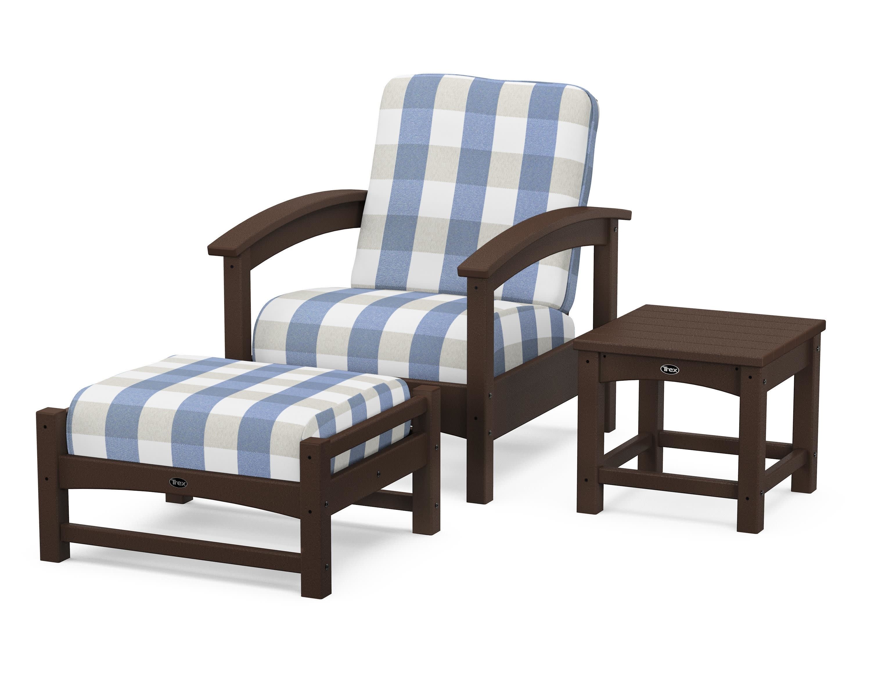 Rockport 3-Piece Deep Seating Set in Vintage Lantern / Buffalo Plaid Sky Blue
