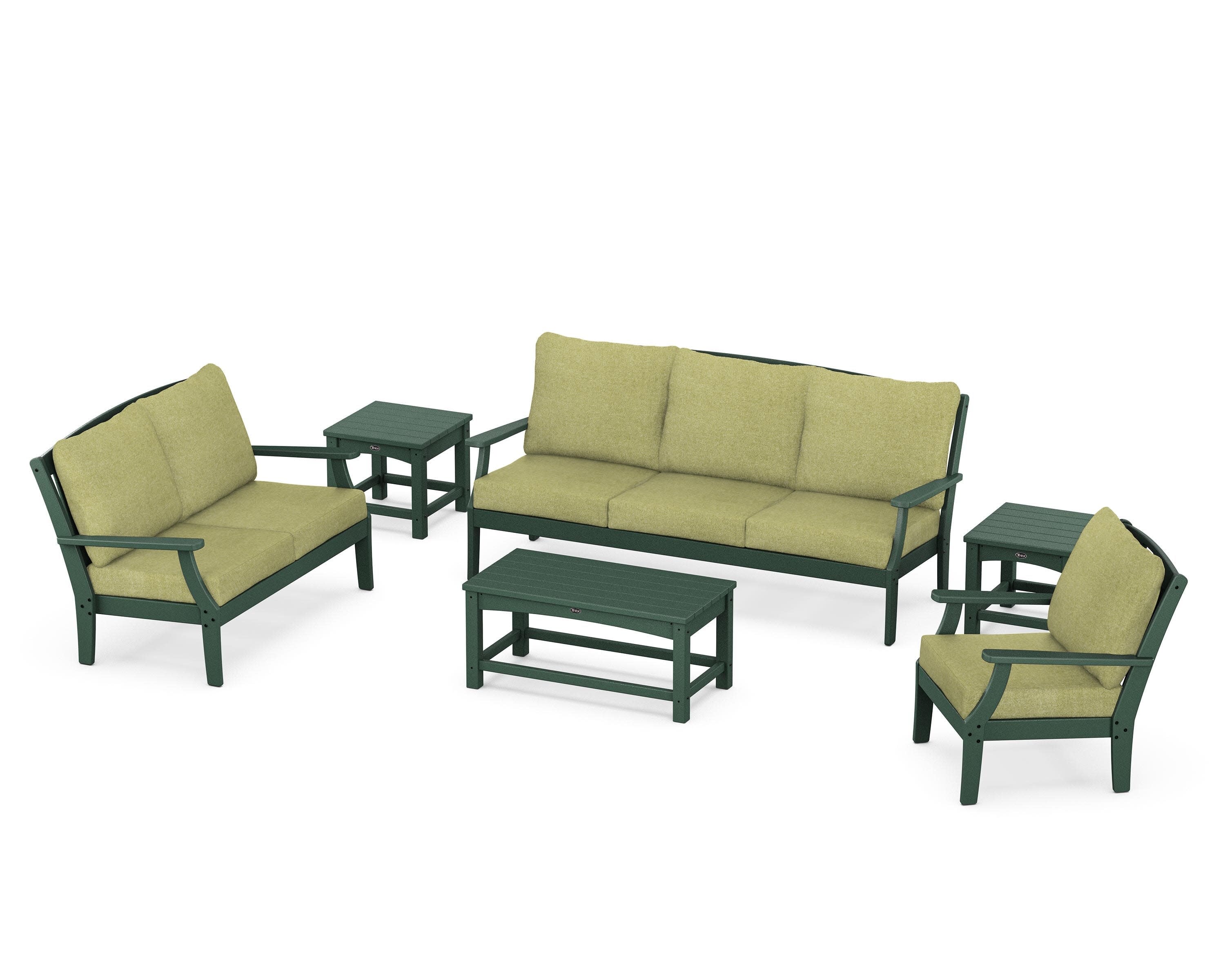 Yacht Club 6-Piece Deep Seating Set in Rainforest Canopy / Chartreuse Boucle