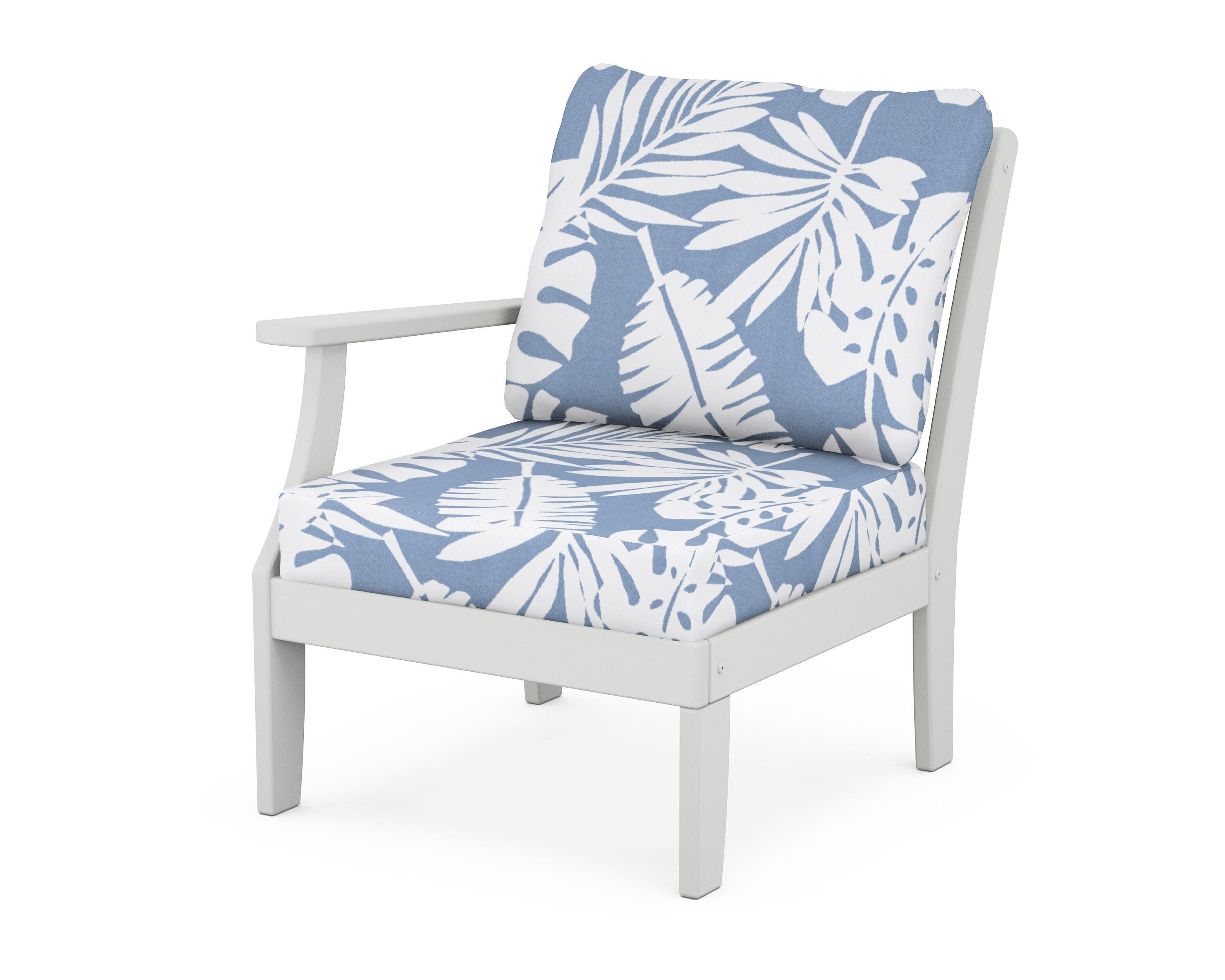 Yacht Club Modular Left Arm Chair in Classic White / Leaf Sky Blue