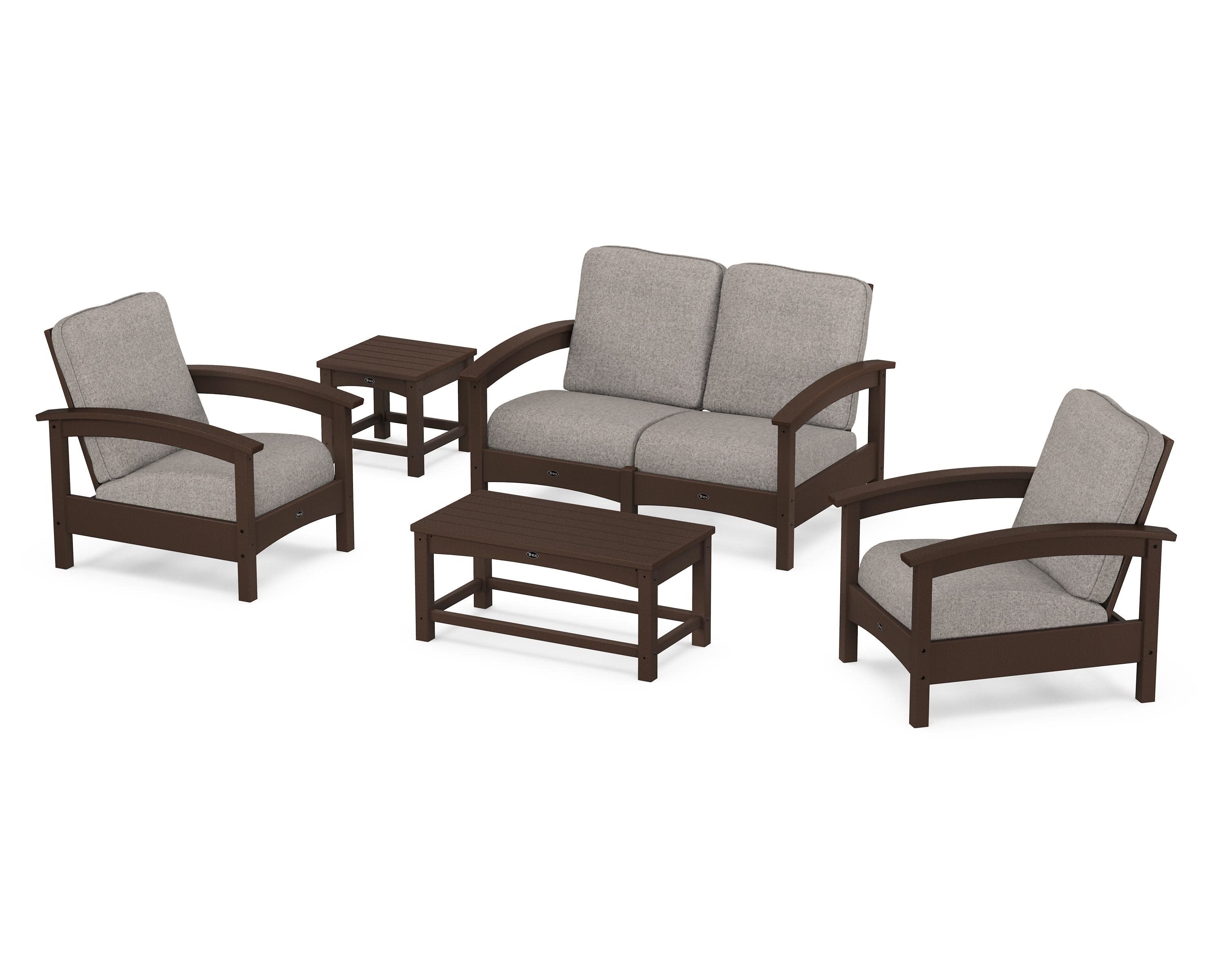 Rockport Club 6-Piece Deep Seating Conversation Set in Vintage Lantern / Weathered Tweed