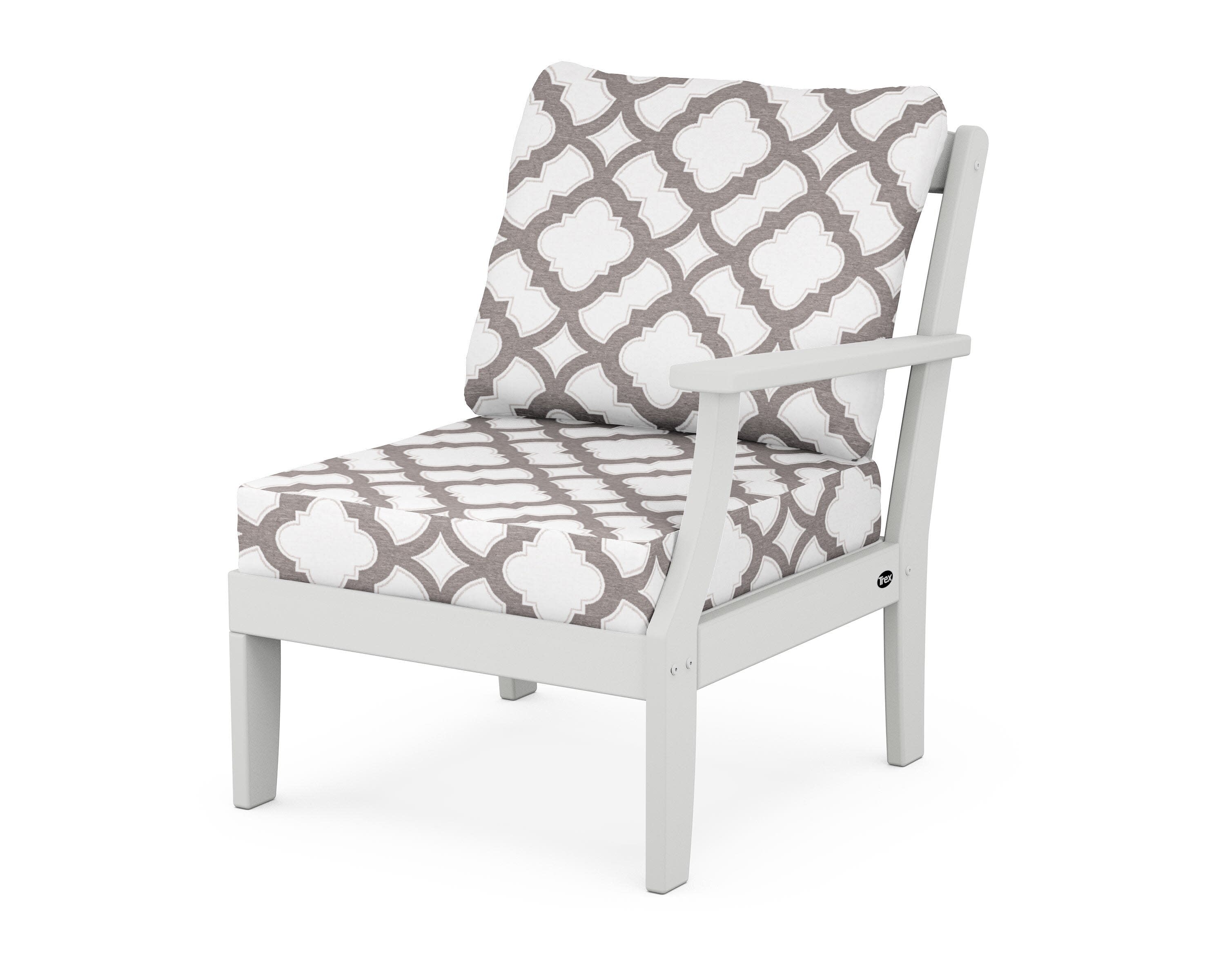 Yacht Club Modular Right Arm Chair in Classic White / Trellis Grey Mist