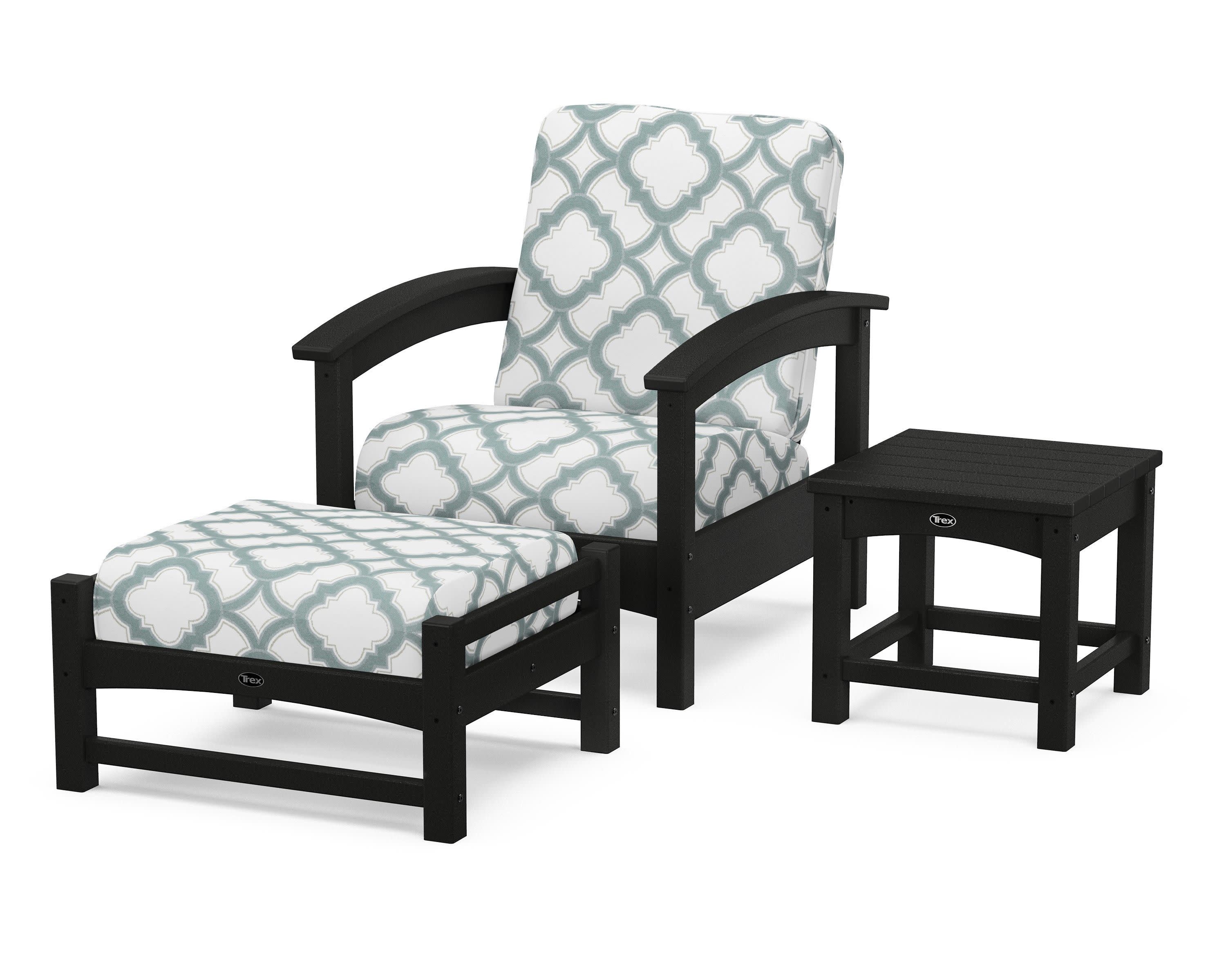 Rockport 3-Piece Deep Seating Set in Charcoal Black / Trellis Glacier Spa