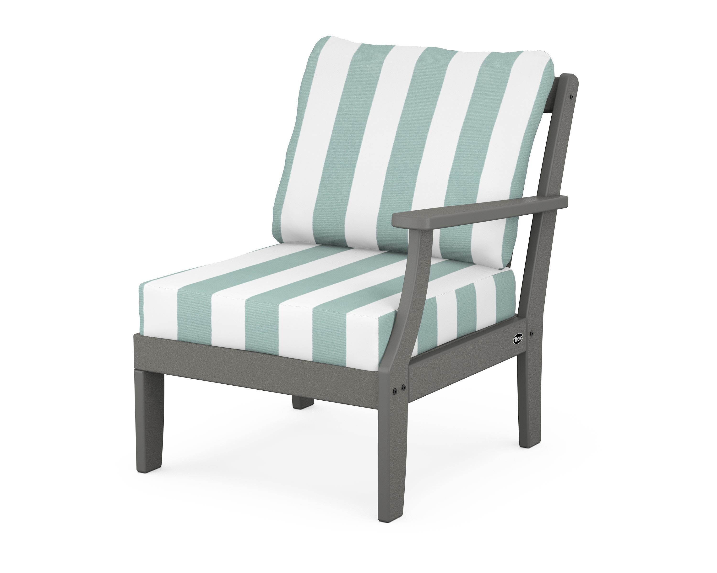 Yacht Club Modular Right Arm Chair in Stepping Stone / Cabana Stripe Glacier Spa