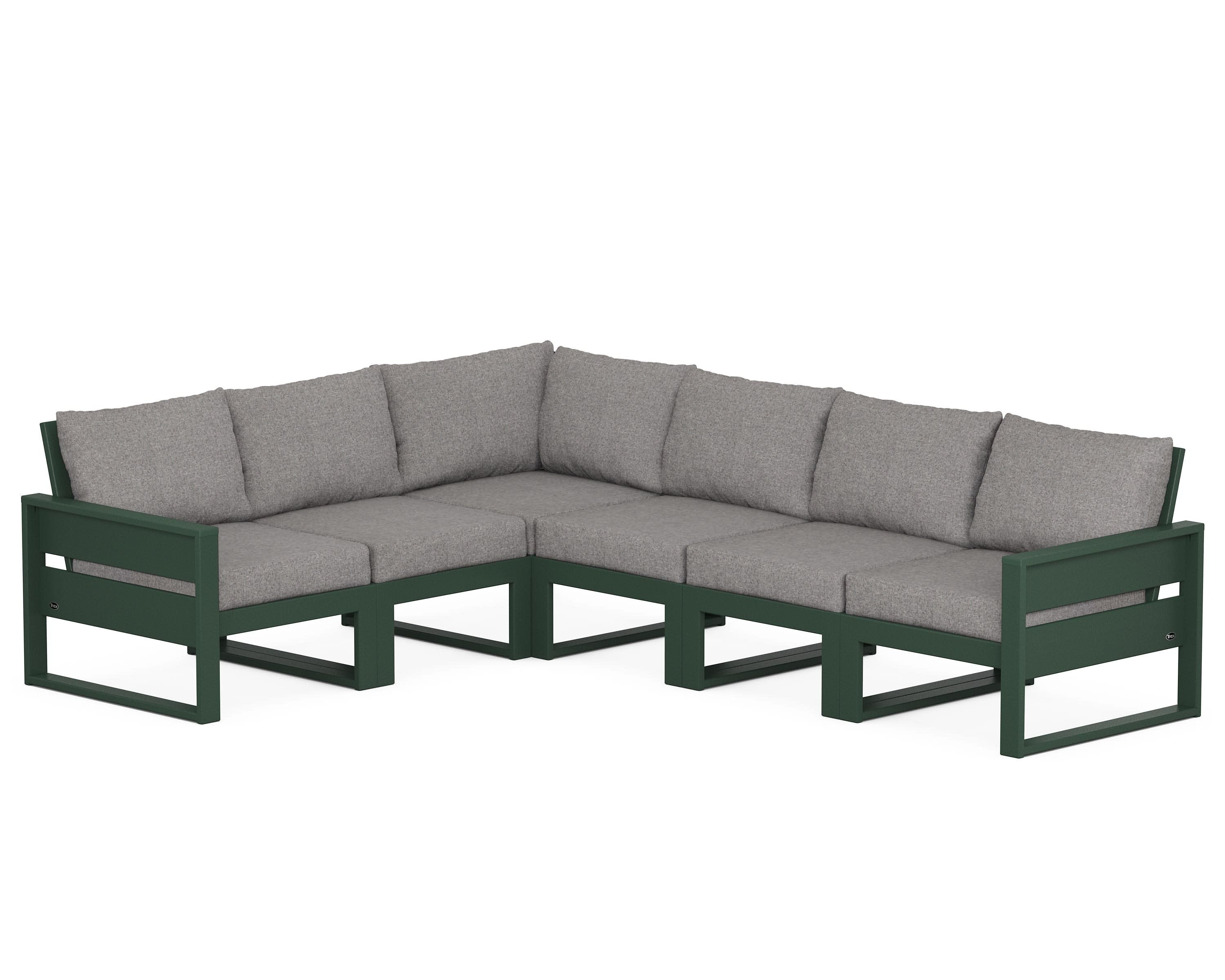 Eastport 6-Piece Sectional in Rainforest Canopy / Grey Mist