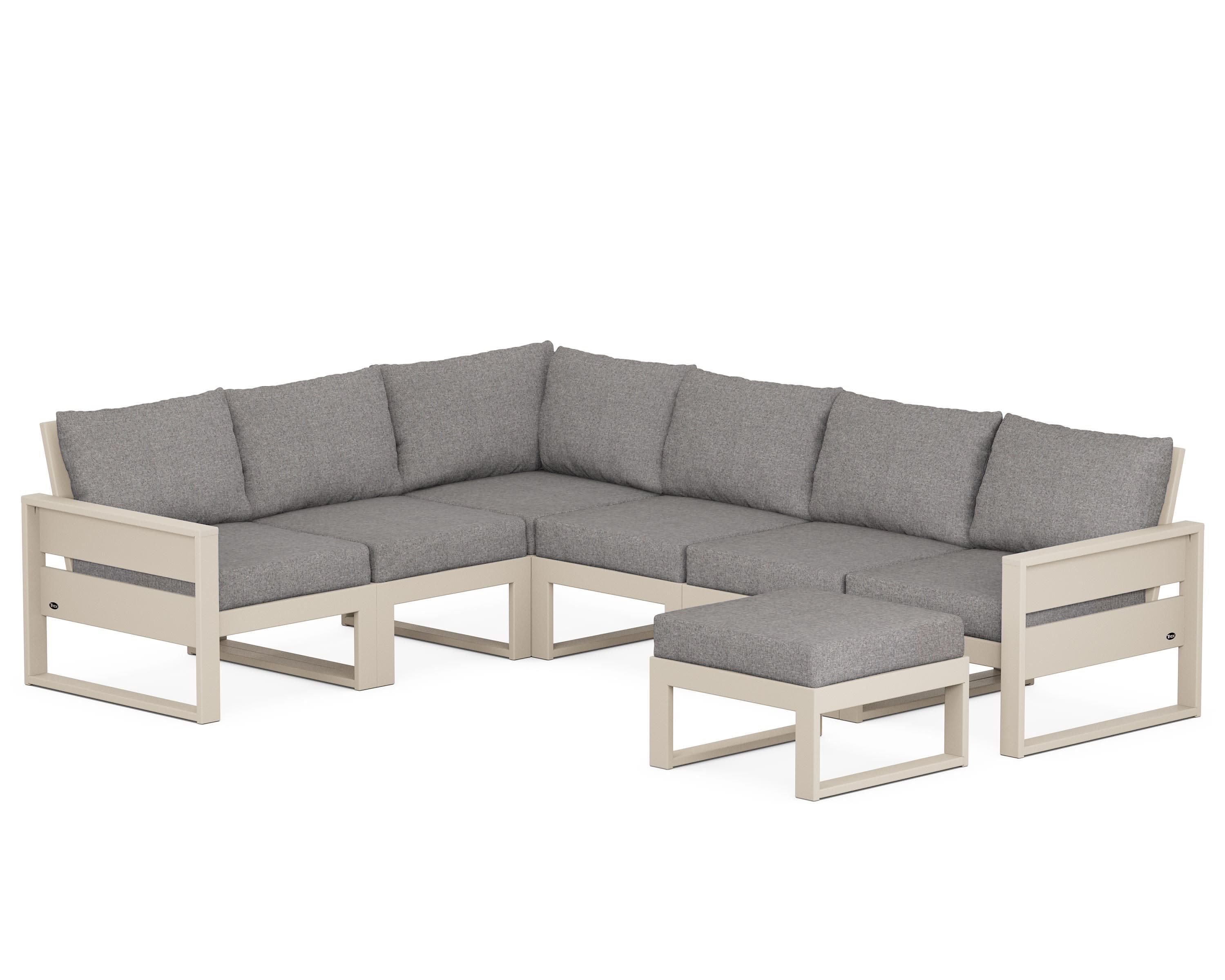 Eastport 6-Piece Sectional with Ottoman in Sand Castle / Grey Mist