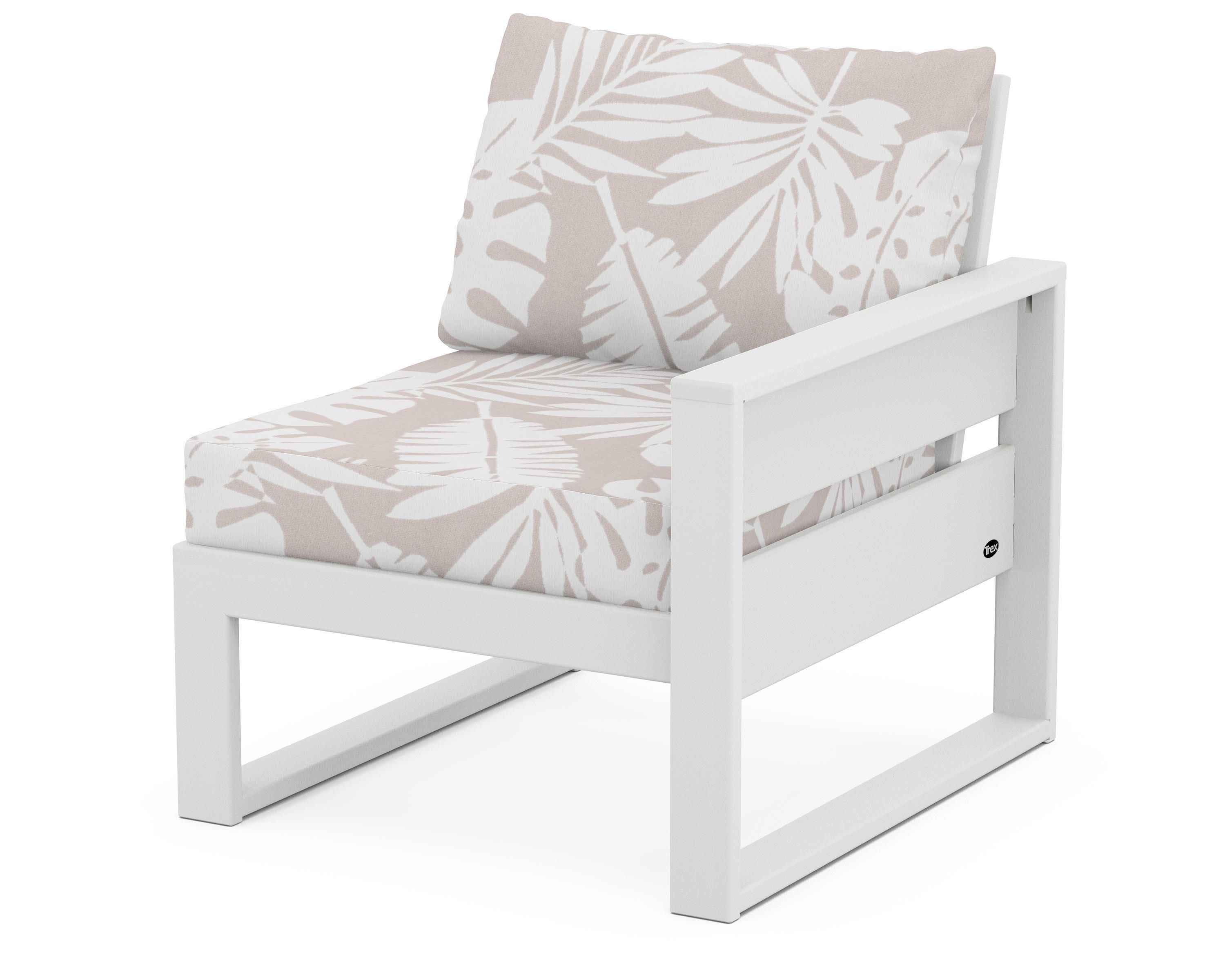 Eastport Modular Right Arm Chair in Classic White / Leaf Dune Burlap