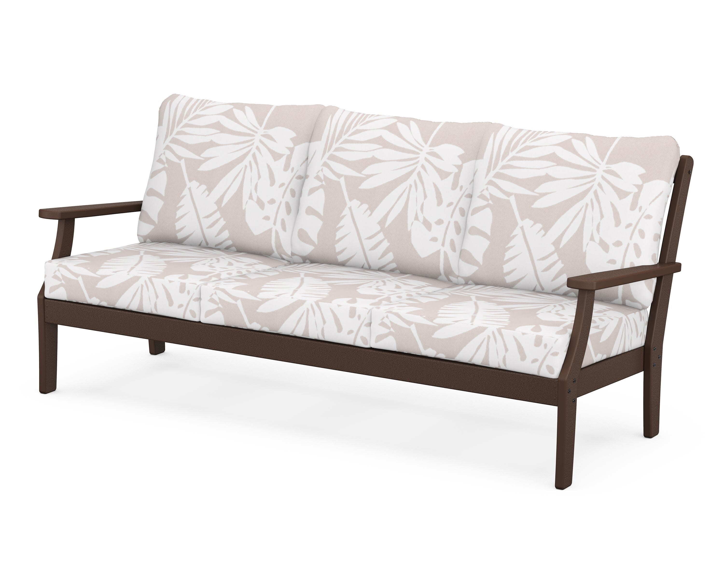 Yacht Club Deep Seating Sofa in Vintage Lantern / Leaf Dune Burlap