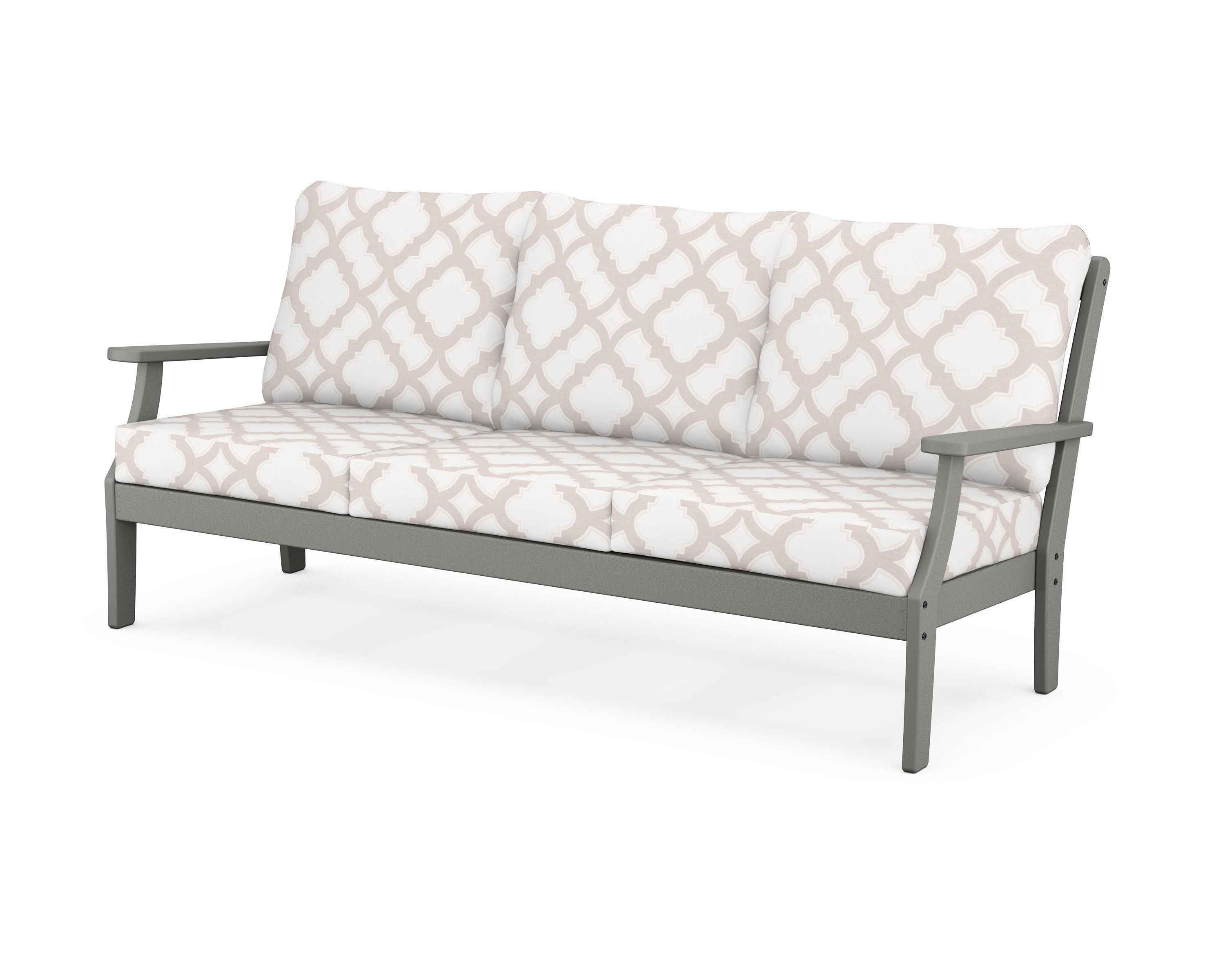Yacht Club Deep Seating Sofa in Stepping Stone / Trellis Dune Burlap