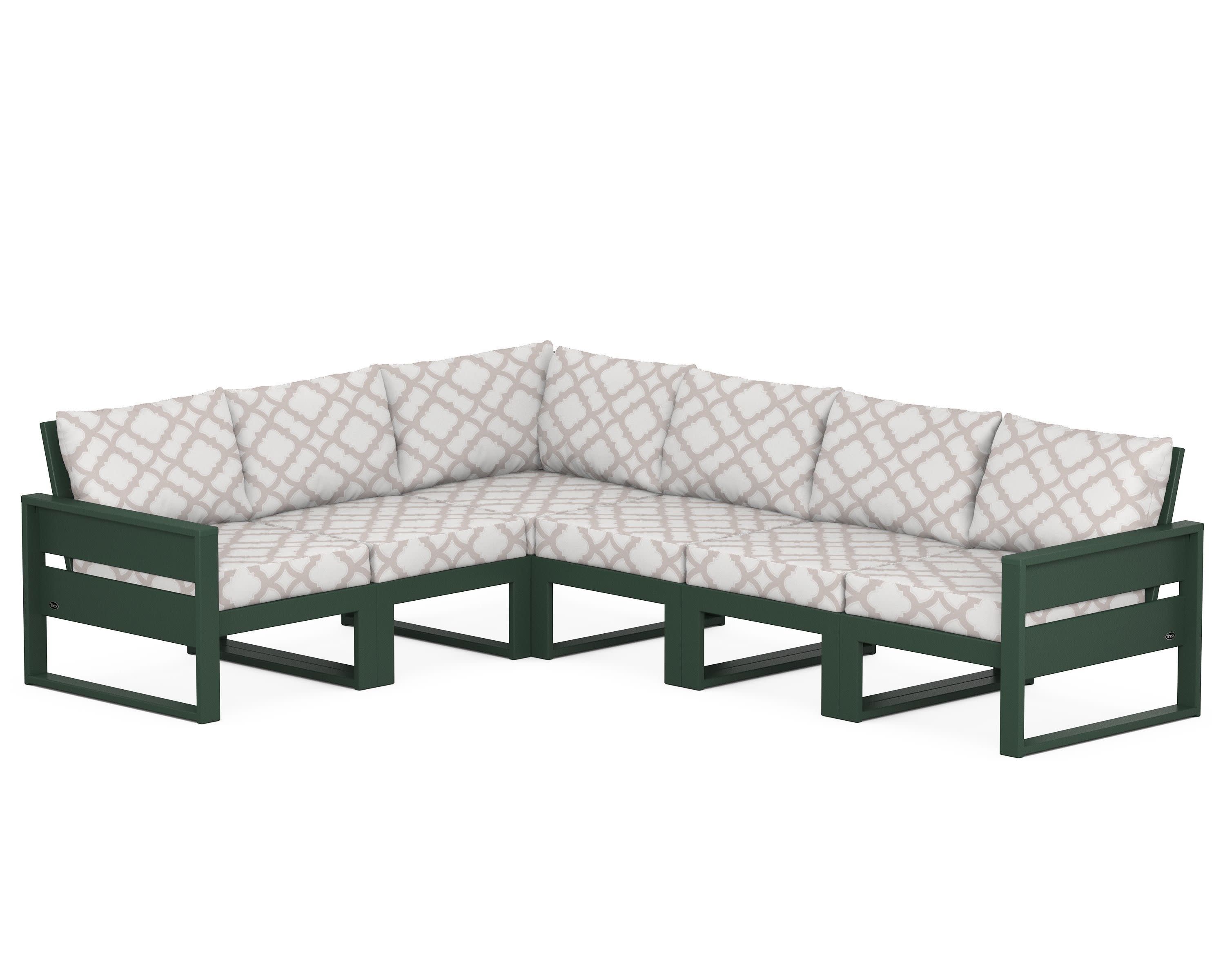 Eastport 6-Piece Sectional in Rainforest Canopy / Trellis Dune Burlap