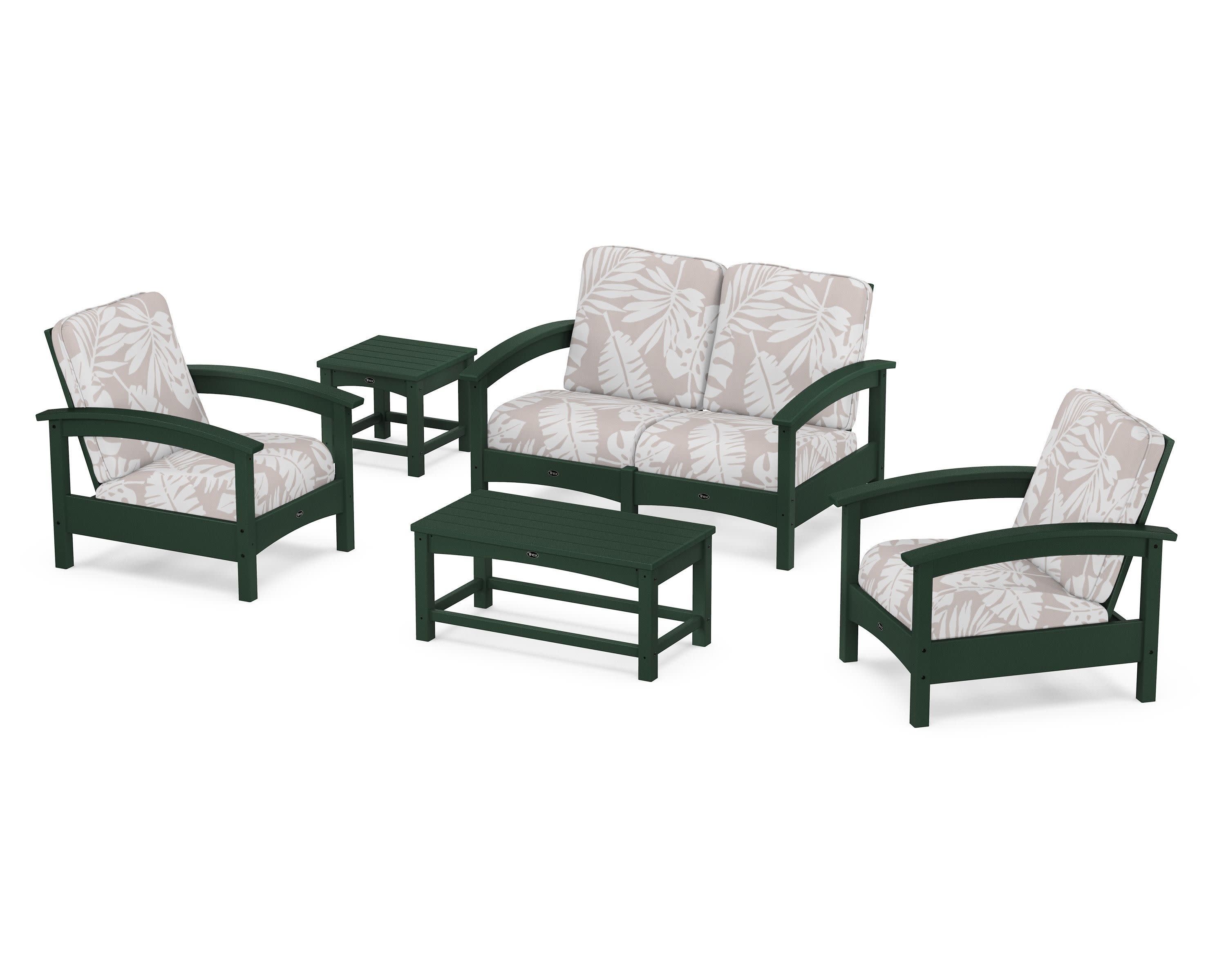 Rockport Club 6-Piece Deep Seating Conversation Set in Rainforest Canopy / Leaf Dune Burlap