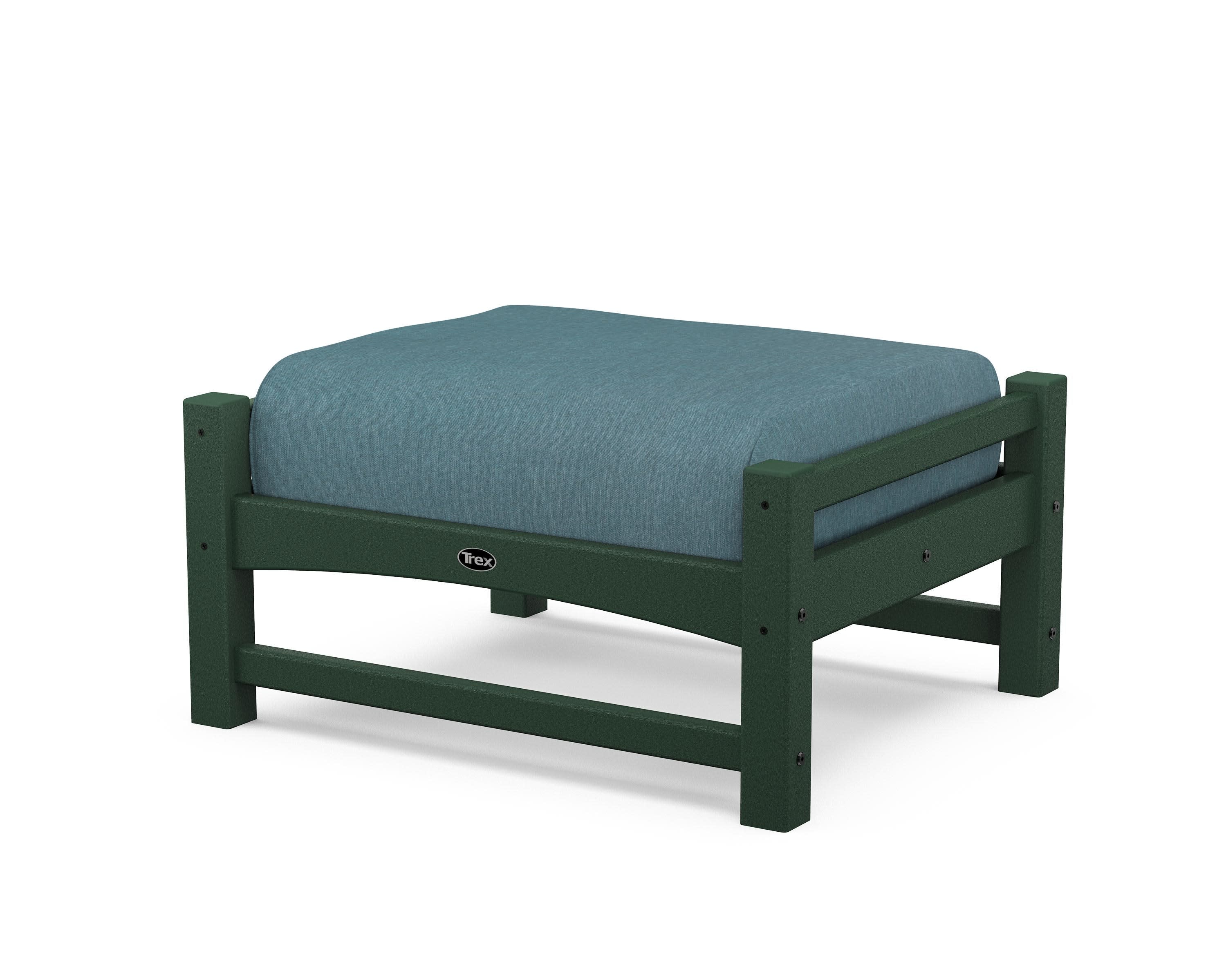 Rockport Club Ottoman in Rainforest Canopy / Ocean Teal