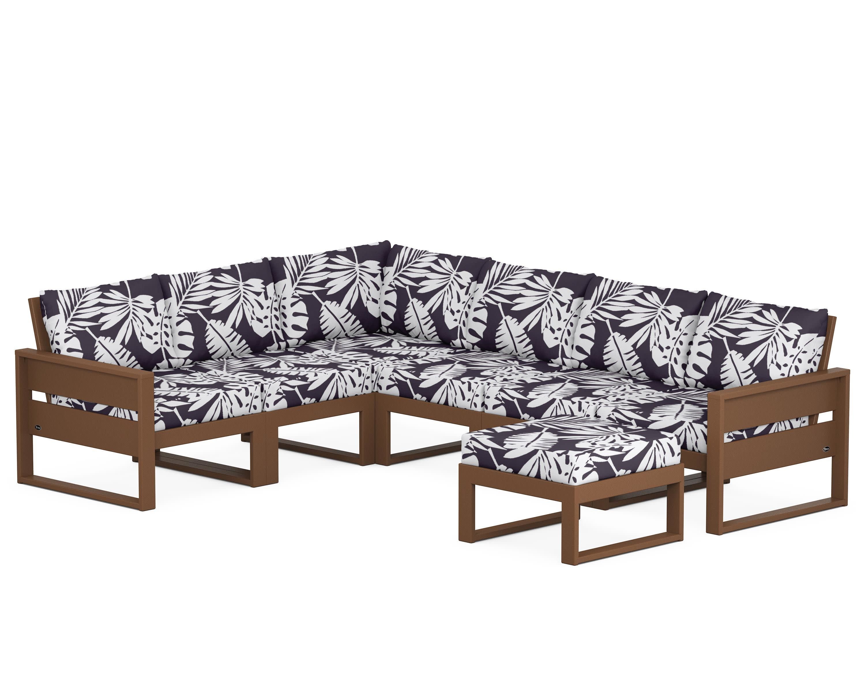Eastport 6-Piece Sectional with Ottoman in Tree House / Leaf Navy
