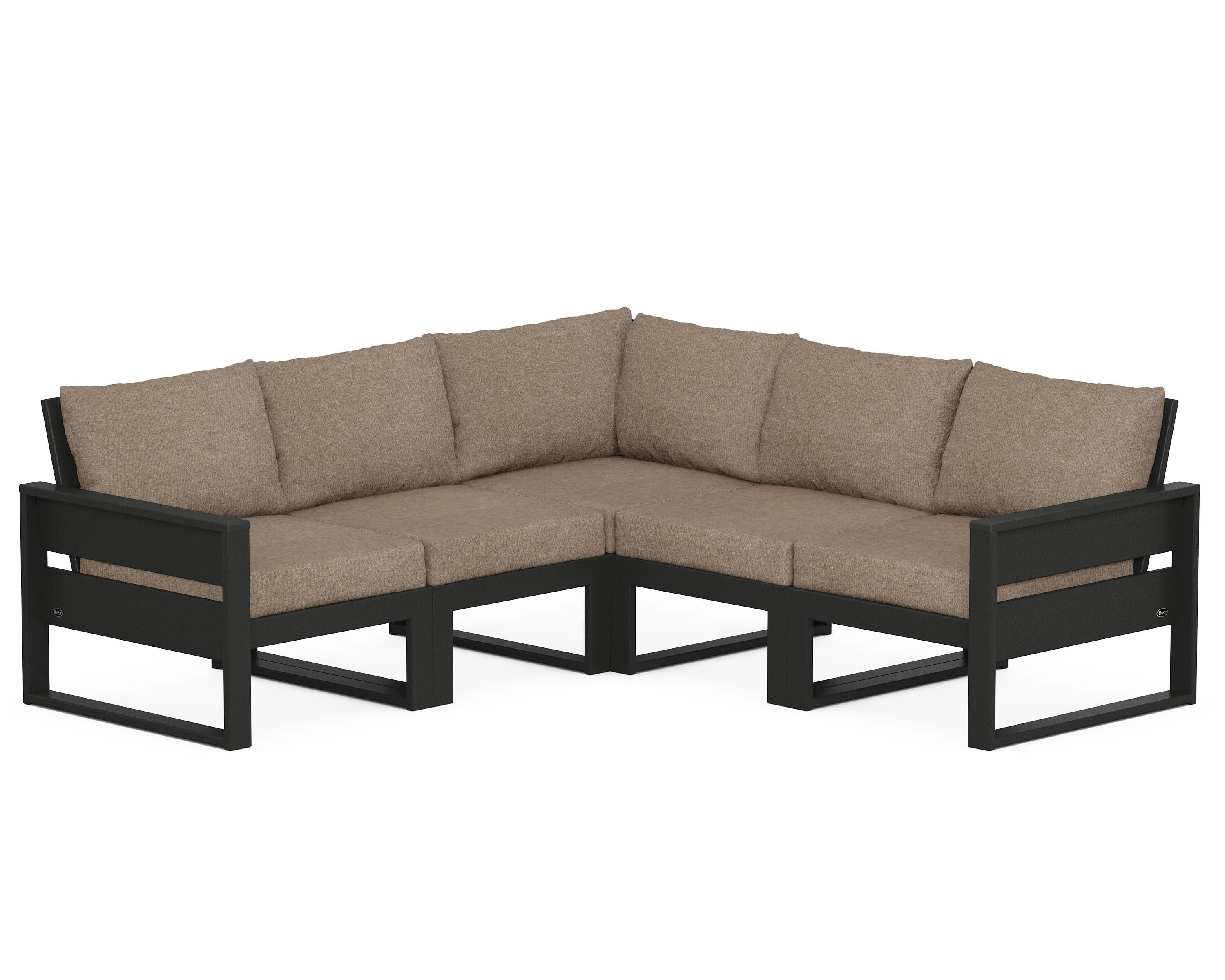 Eastport 5-Piece Sectional in Charcoal Black / Spiced Burlap