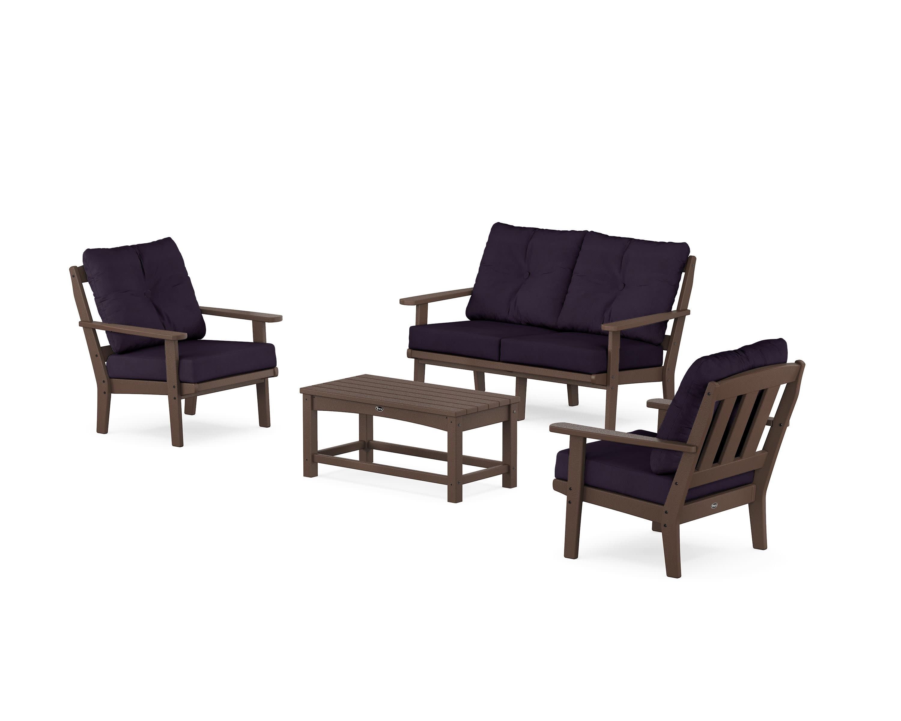 Cape Cod 4-Piece Deep Seating Set with Loveseat in Vintage Lantern / Navy Linen