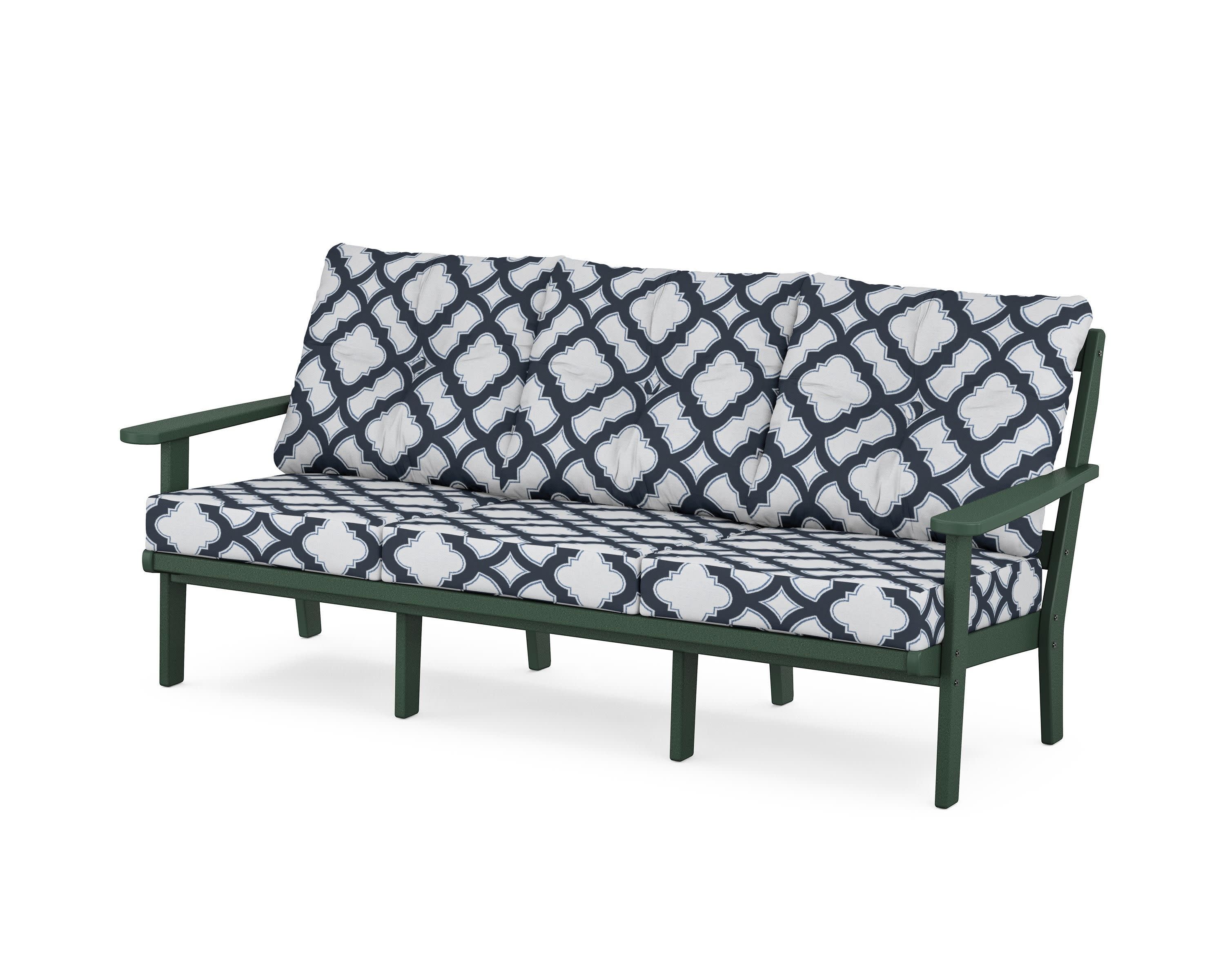 Cape Cod Deep Seating Sofa in Rainforest Canopy / Trellis Marine Indigo