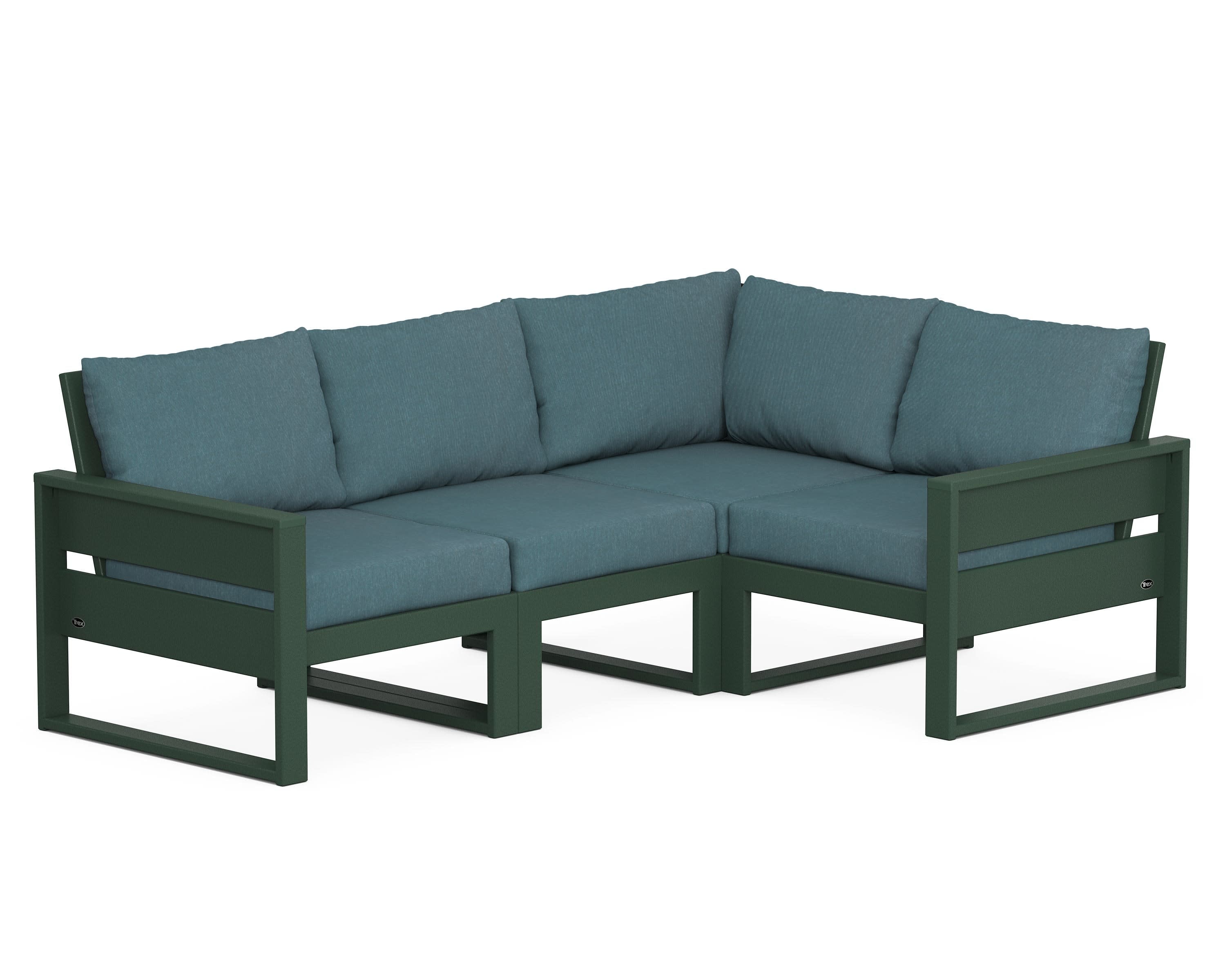 Eastport 4- Piece Sectional in Rainforest Canopy / Ocean Teal