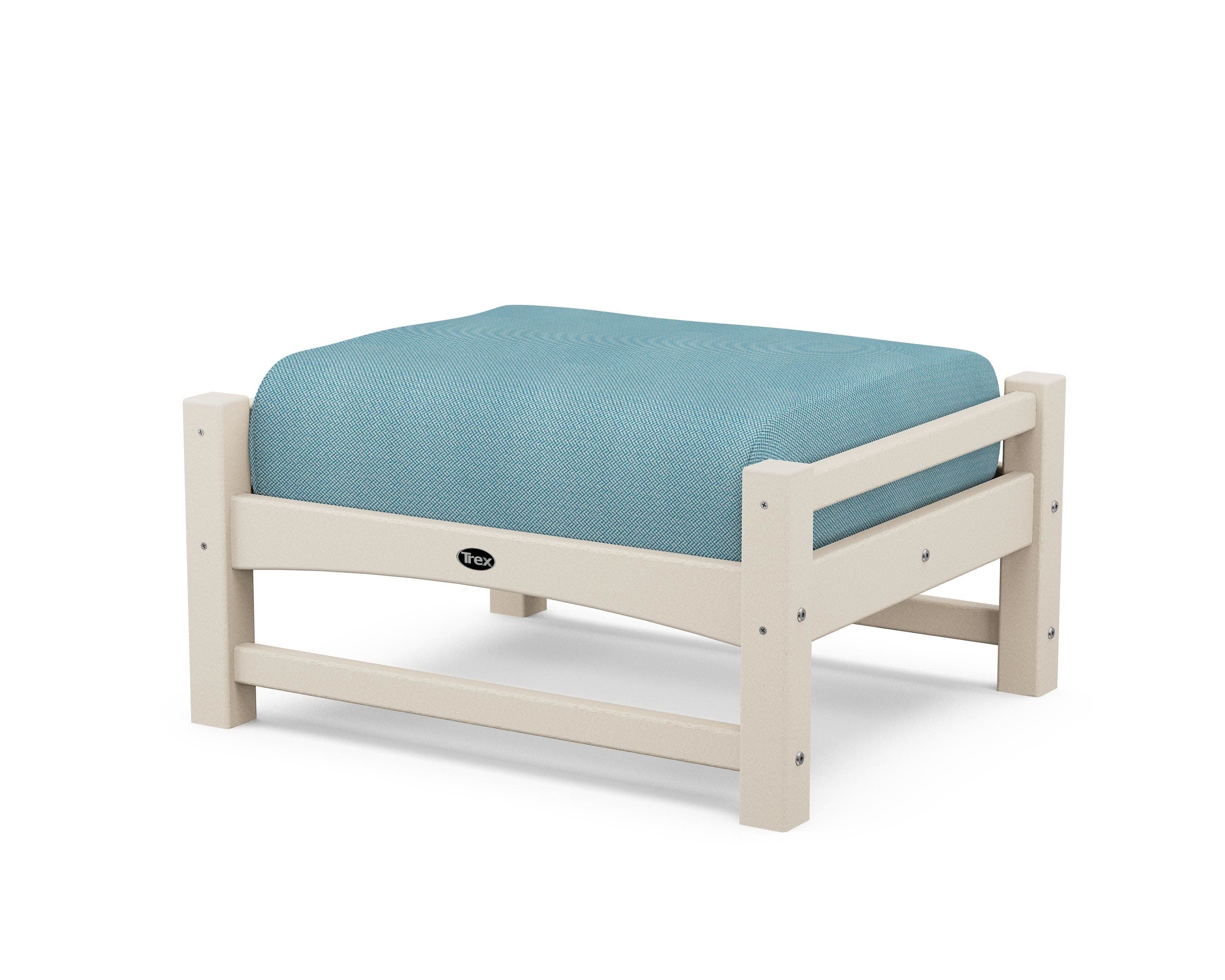 Rockport Club Ottoman in Sand Castle / Lattice Sky Blue