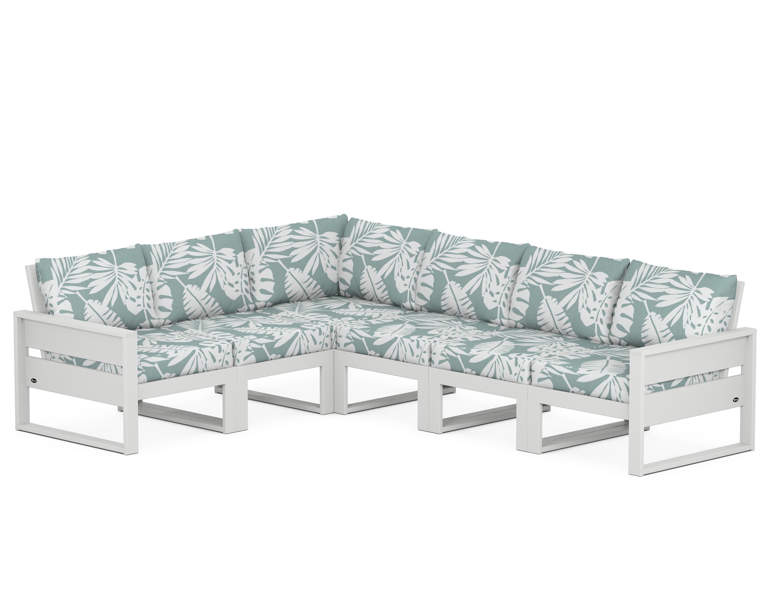 Eastport 6-Piece Sectional in Classic White / Leaf Glacier Spa