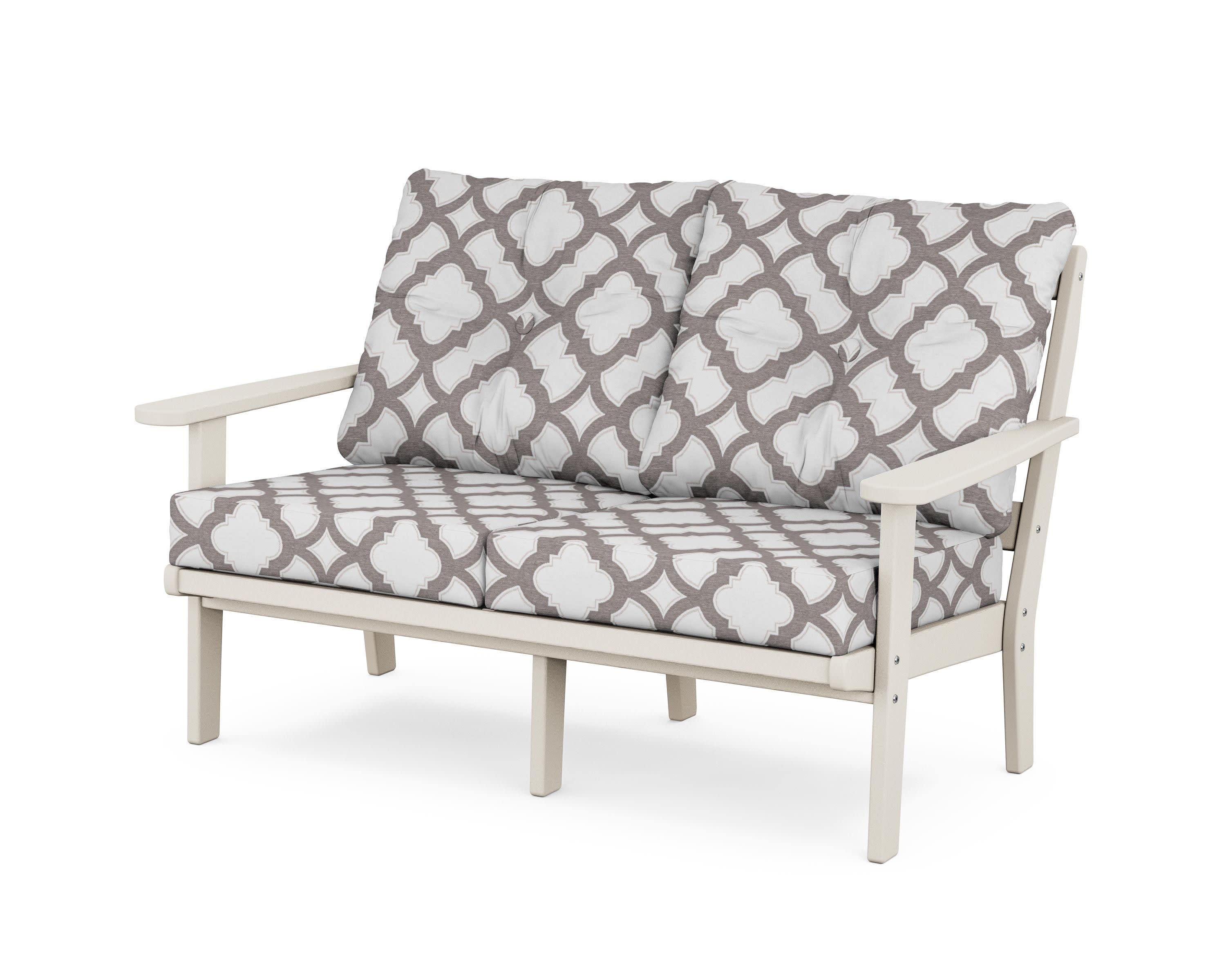 Cape Cod Deep Seating Loveseat in Sand Castle / Trellis Grey Mist