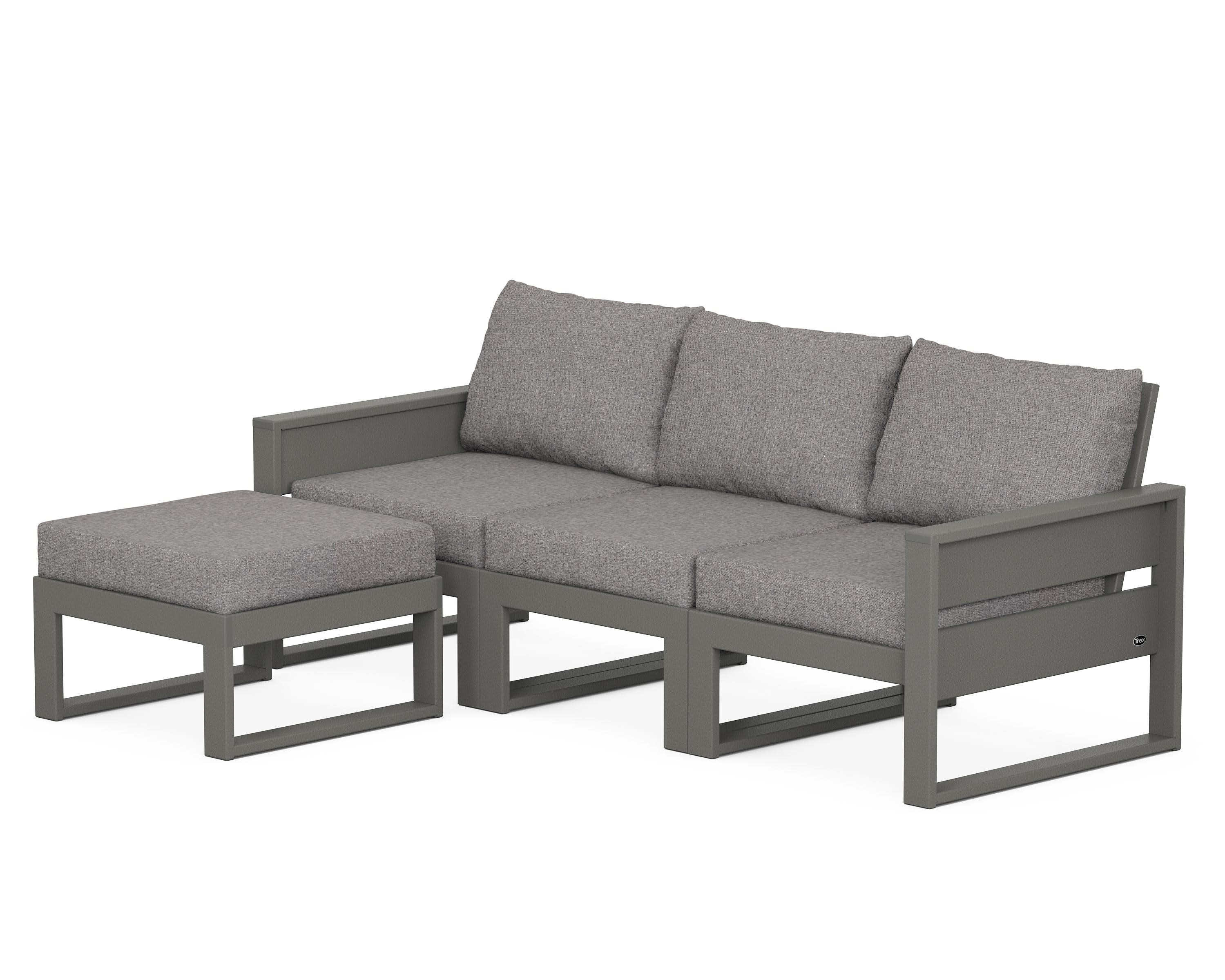 Eastport 4- Piece Sectional with Ottoman in Stepping Stone / Grey Mist