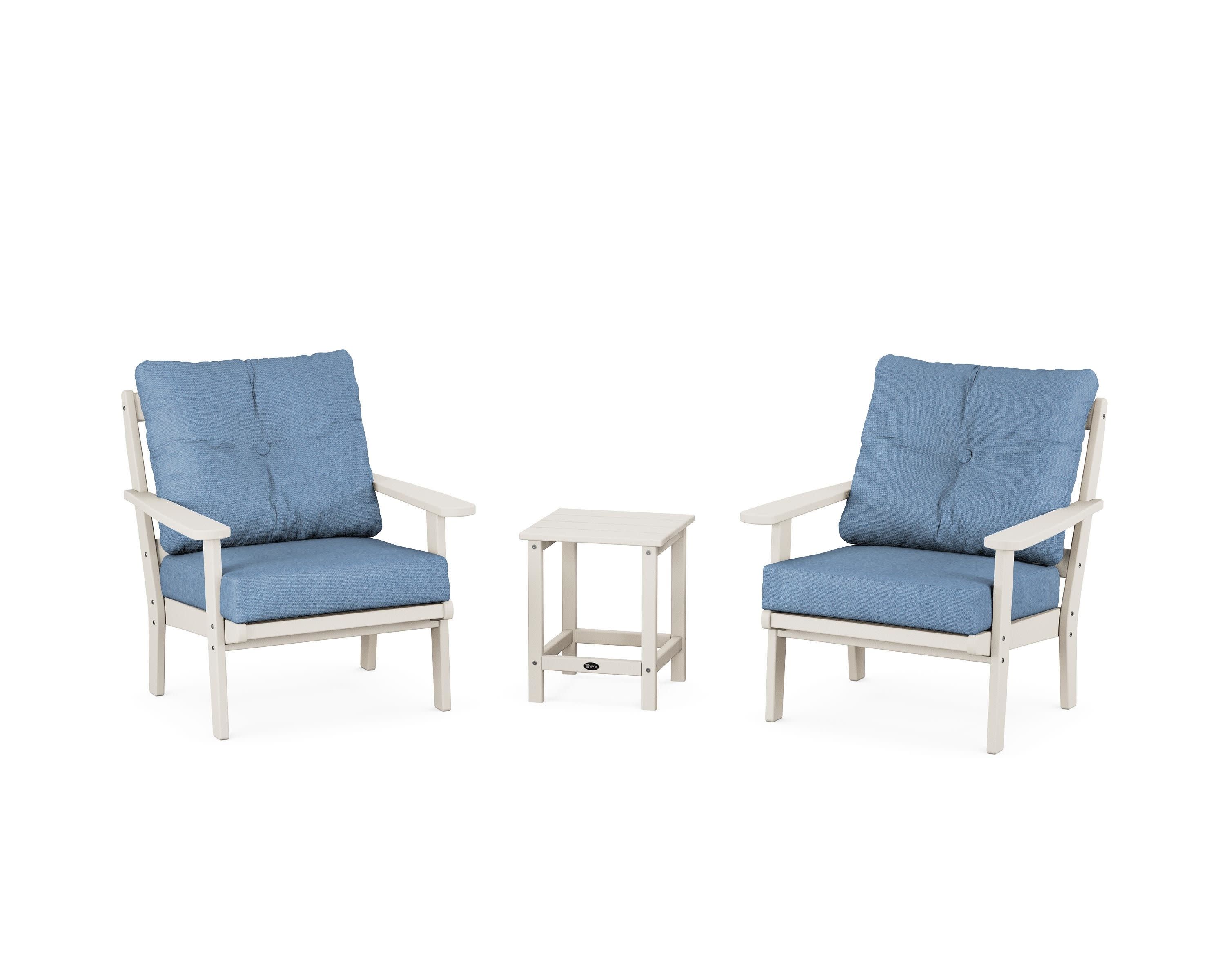 Cape Cod 3-Piece Deep Seating Set in Sand Castle / Sky Blue