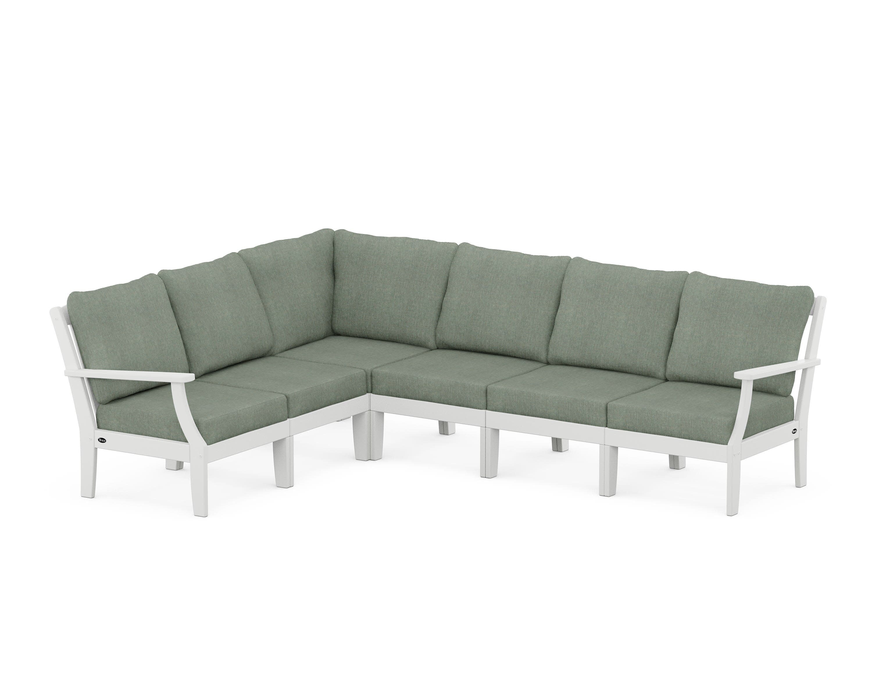 Yacht Club Modular 6-Piece Deep Seating Set in Classic White / Cast Sage